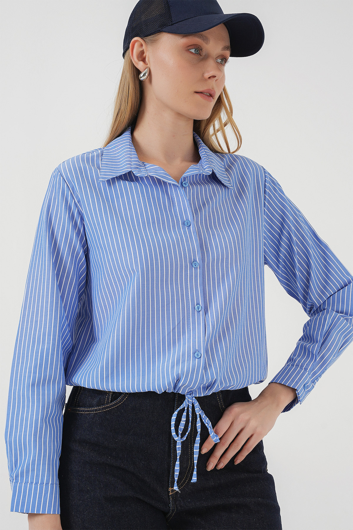 Bigdart-20276 Blue Striped Long Sleeve Shirt 4