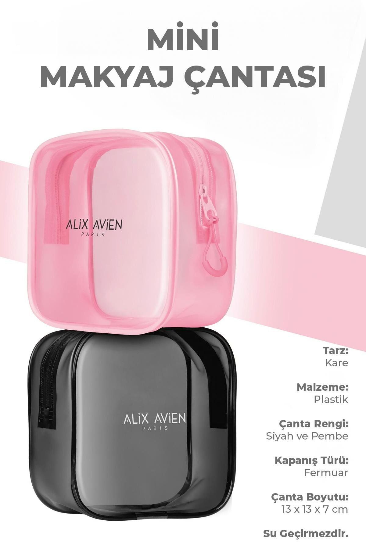 کیف لوازم آرایش کیسه مینی خاکستری آرایشی Alix Avien