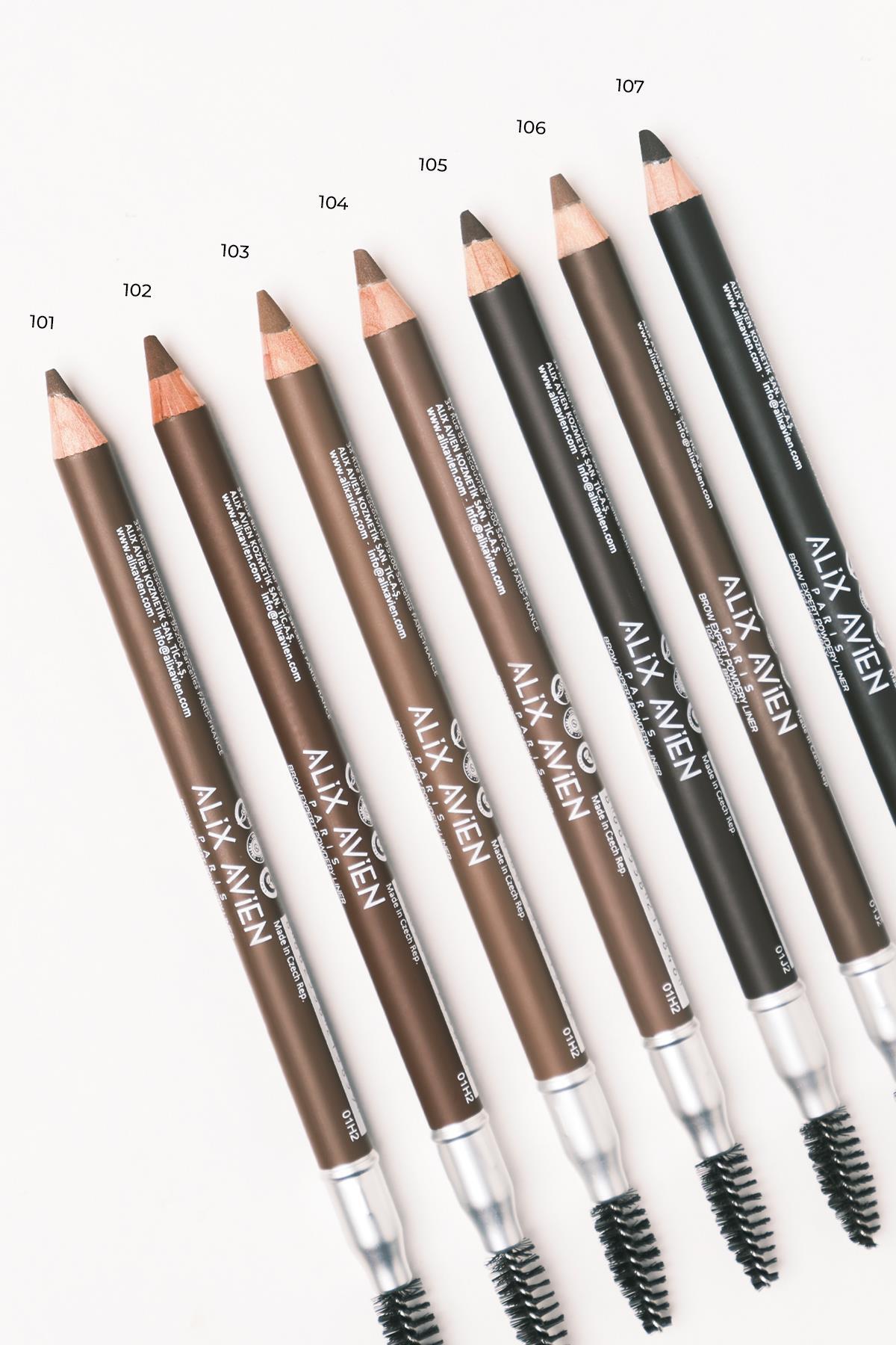 Fırçalı Yumuşak Uçlu Belirginleştirici Kahverengi Kaş Kalemi-Eyebrow Expert Powdery Liner 103 Brown — قهوه‌ای ALIXBL02 — تصویر 7 از 7