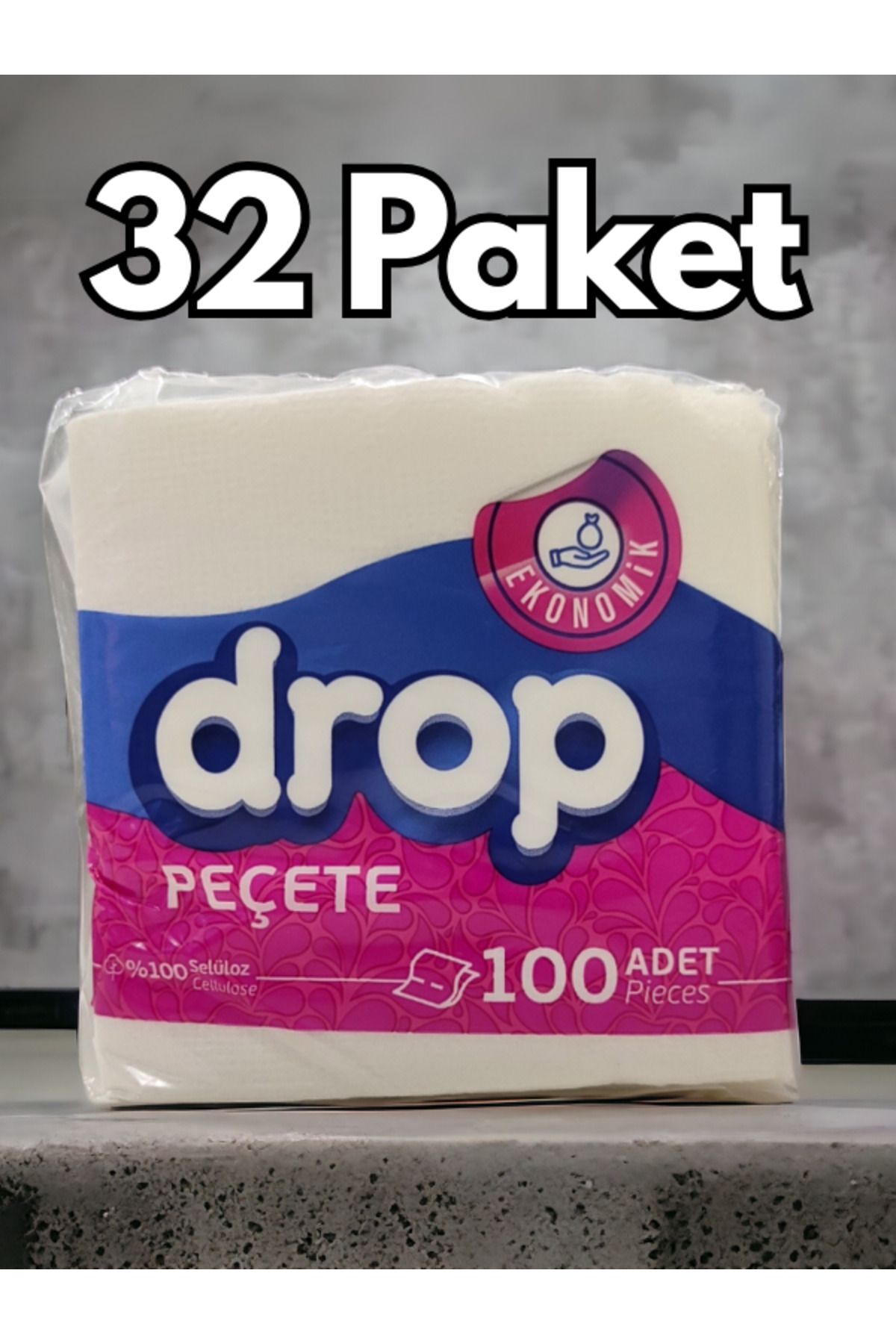 Drop Kare Peçete (100 ADET) -32 Paket