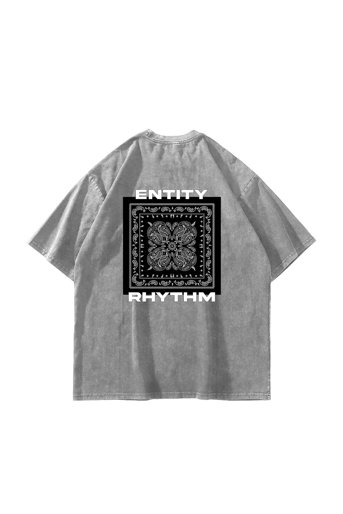 Sekizbiraltı Rhythm Bandana Baskılı Oversize Unisex Yıkamalı Beyaz Tshirt