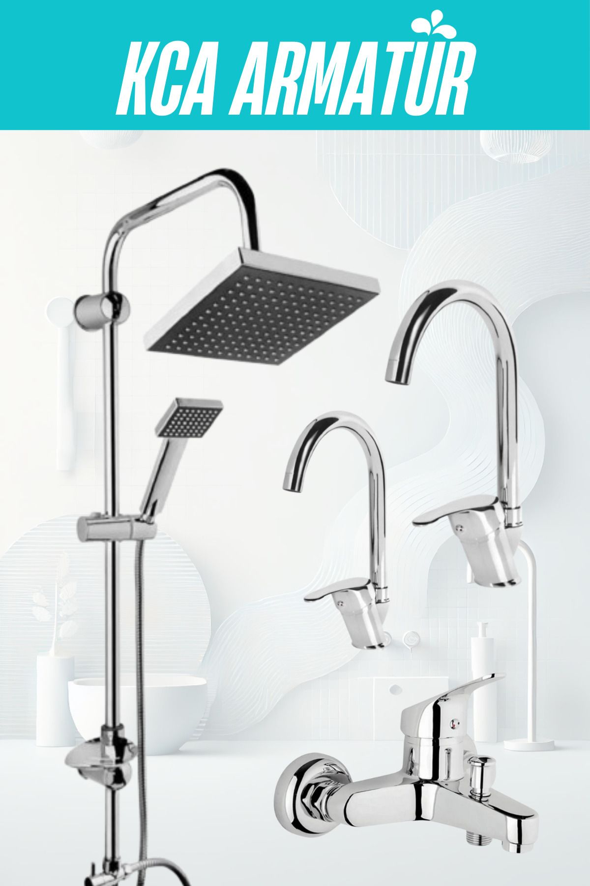 BDL ARMATÜR Kca Robot Duş Mutfak Lavabo Banyo Bataryası Musluğu Çeşmesi 4'lü Set
