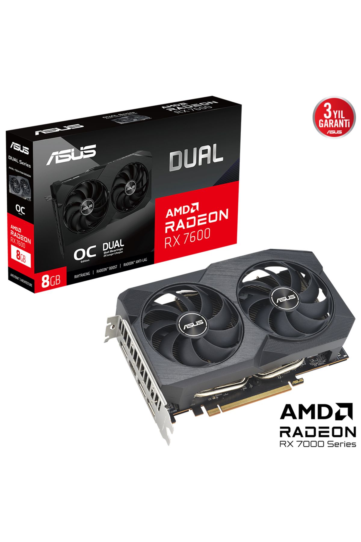 ASUS-Dual Radeon Rx 7600 Oc V2 - 128Bit Gddr6 Gaming Graphics Card 1
