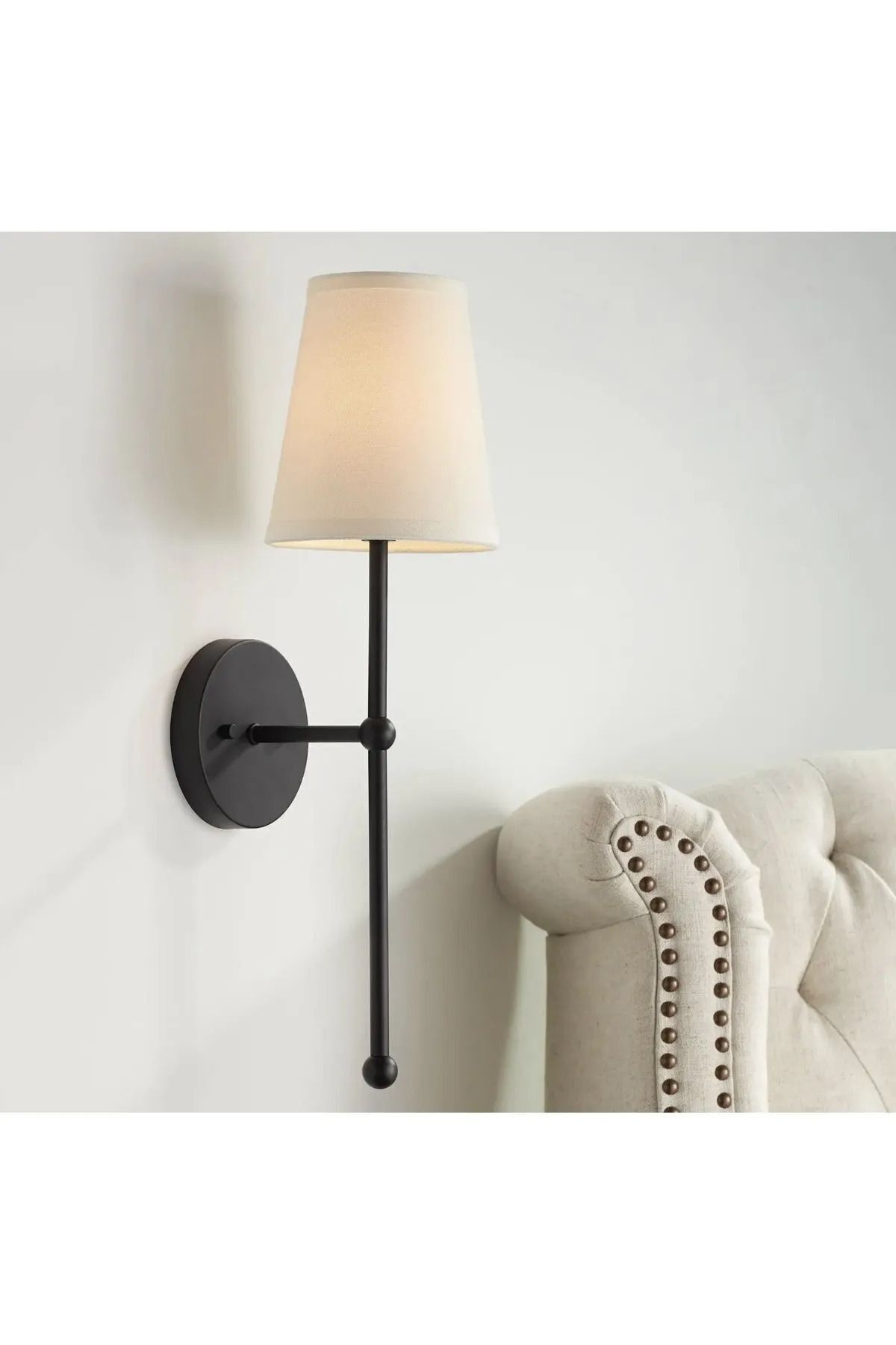 Lina Cream Hat Black Case Wall Sconce Single