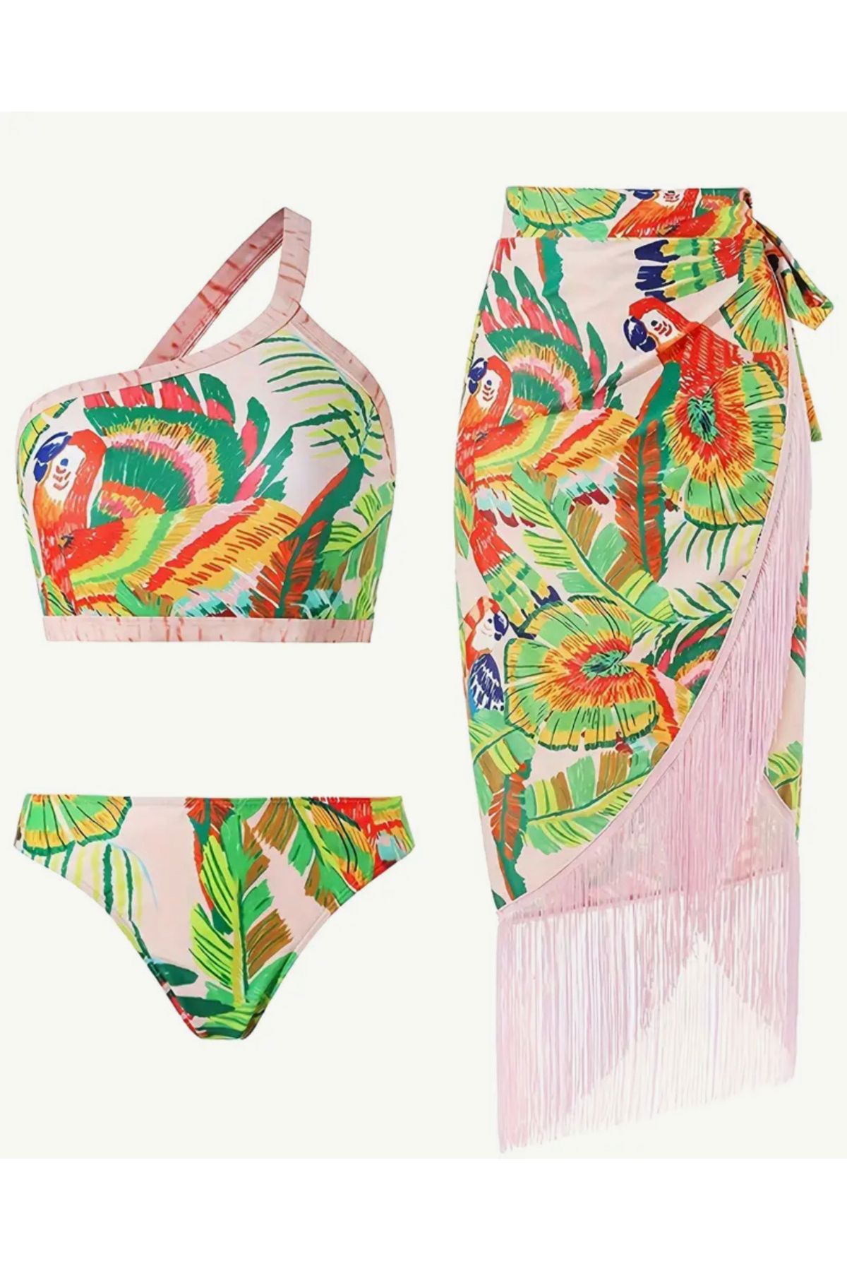 Kuvars Atalier Pink Aloha Baby Bikini - Pareo Seti