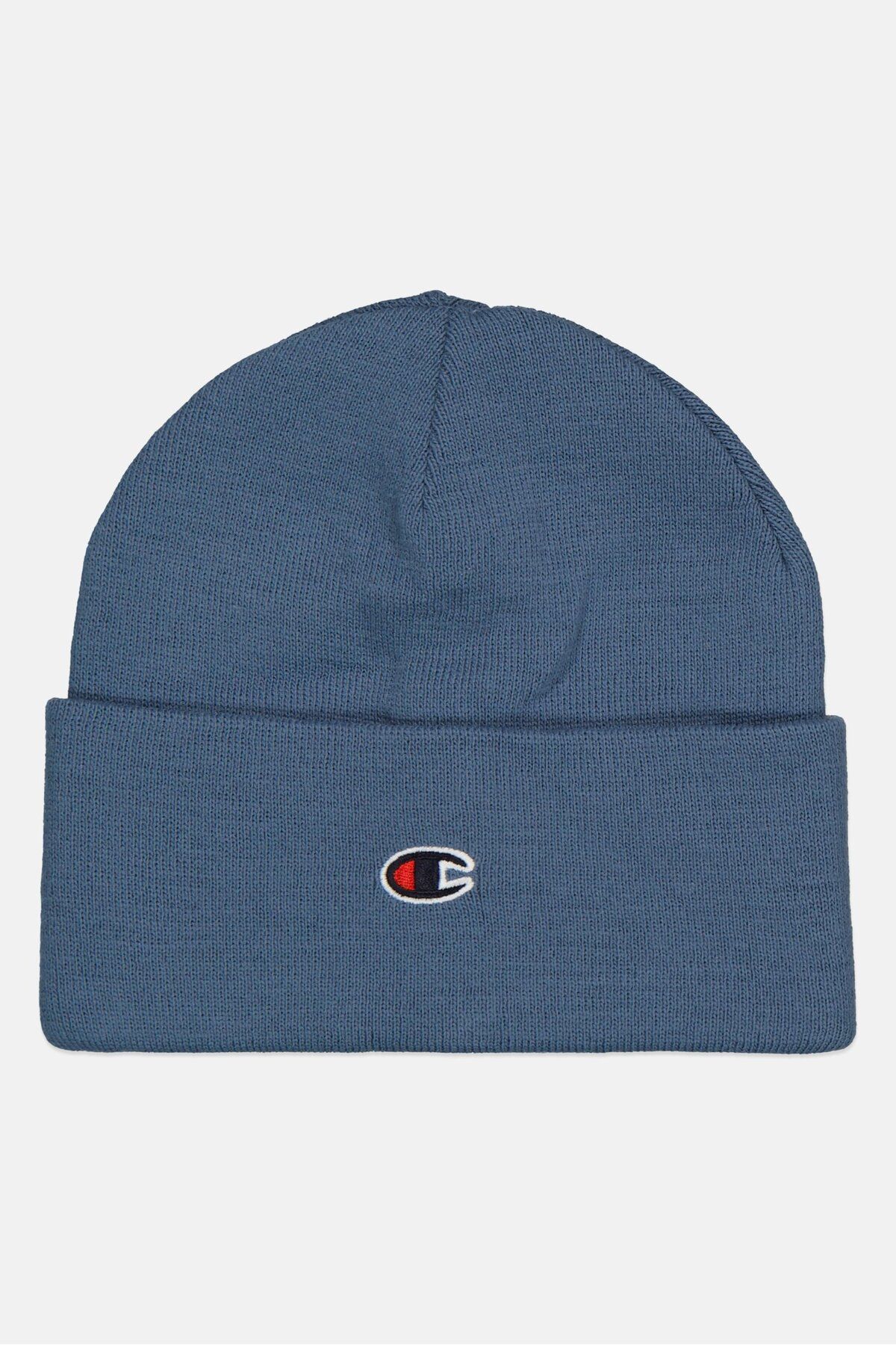 Champion-Men Embroidered Logo Knitted Beanie, Blue 1