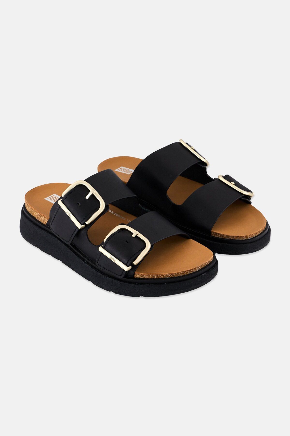 Fitflop-صندل نسائي من الجلد سهل الارتداء بمشبك من Gen-FF وشريطين، أسود 1