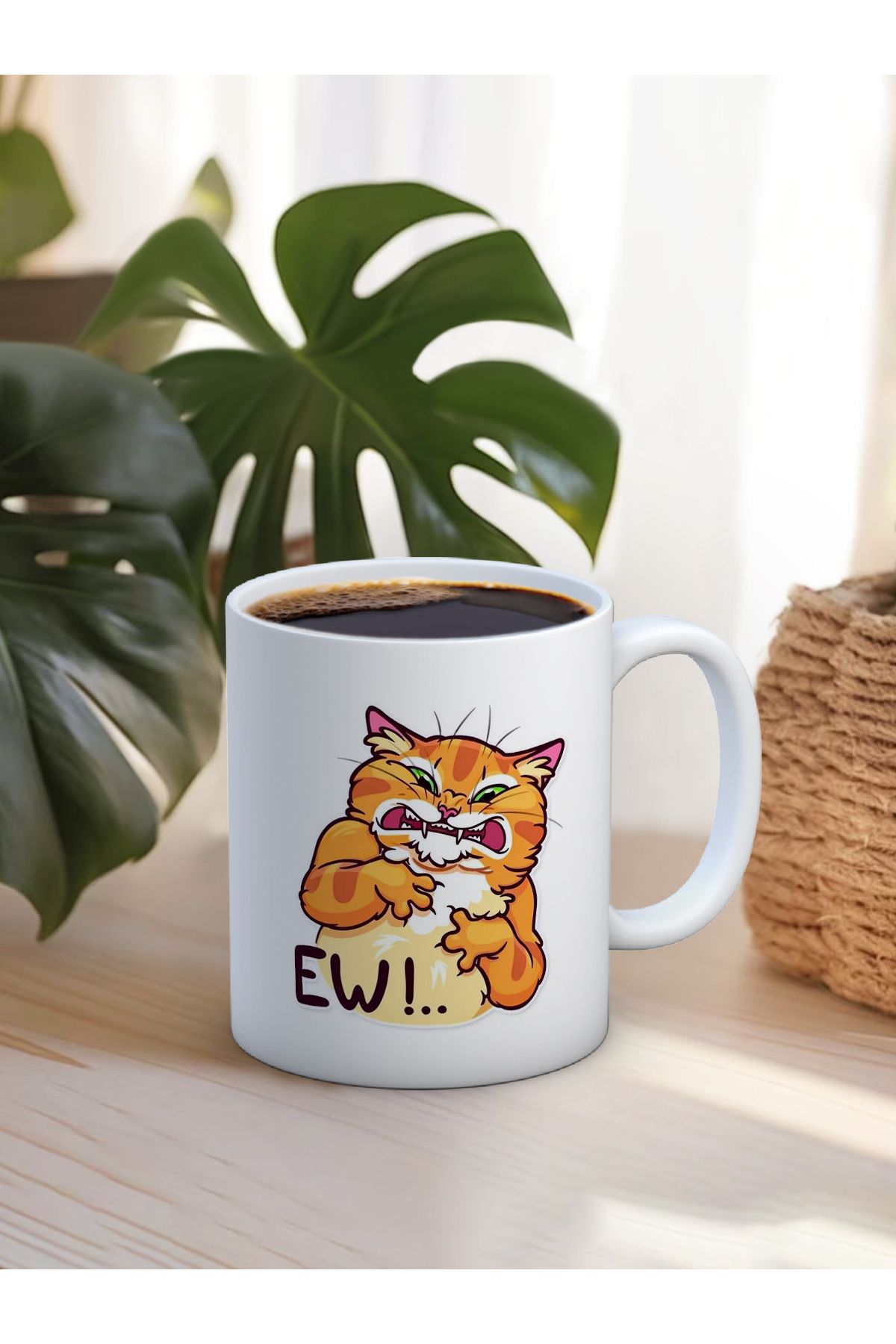 Truego Baskılı Kupa Bardak Seramik Mug - EWW!  kedi