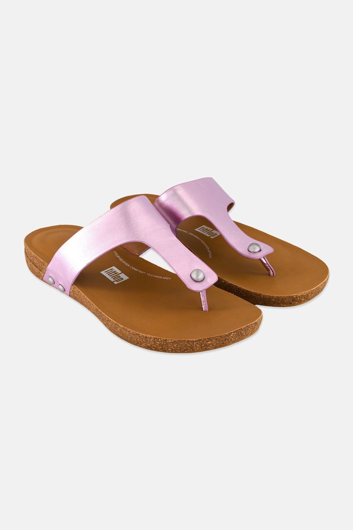 Fitflop-Women Iqushion Metallic-Leather Toe-Post Slip On Sandals, Wild Lilac 1