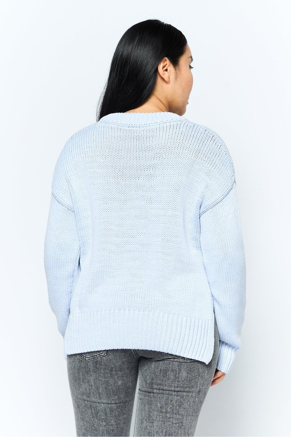 Hugo Boss-Women Crew Neck Textured Sweater, Light Blue 4