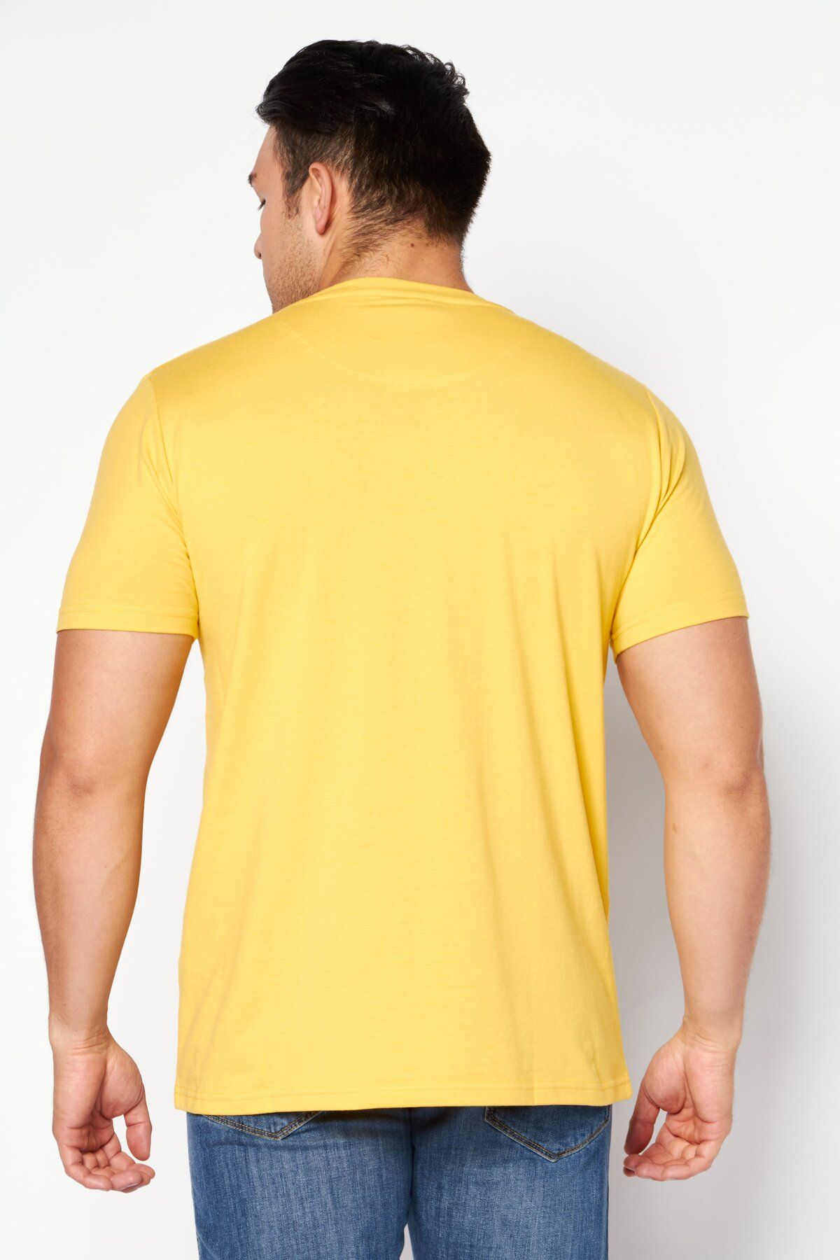Cerruti 1881-Men Round Neck Short Sleeves Graphic Printed T-shirt, Yellow 4