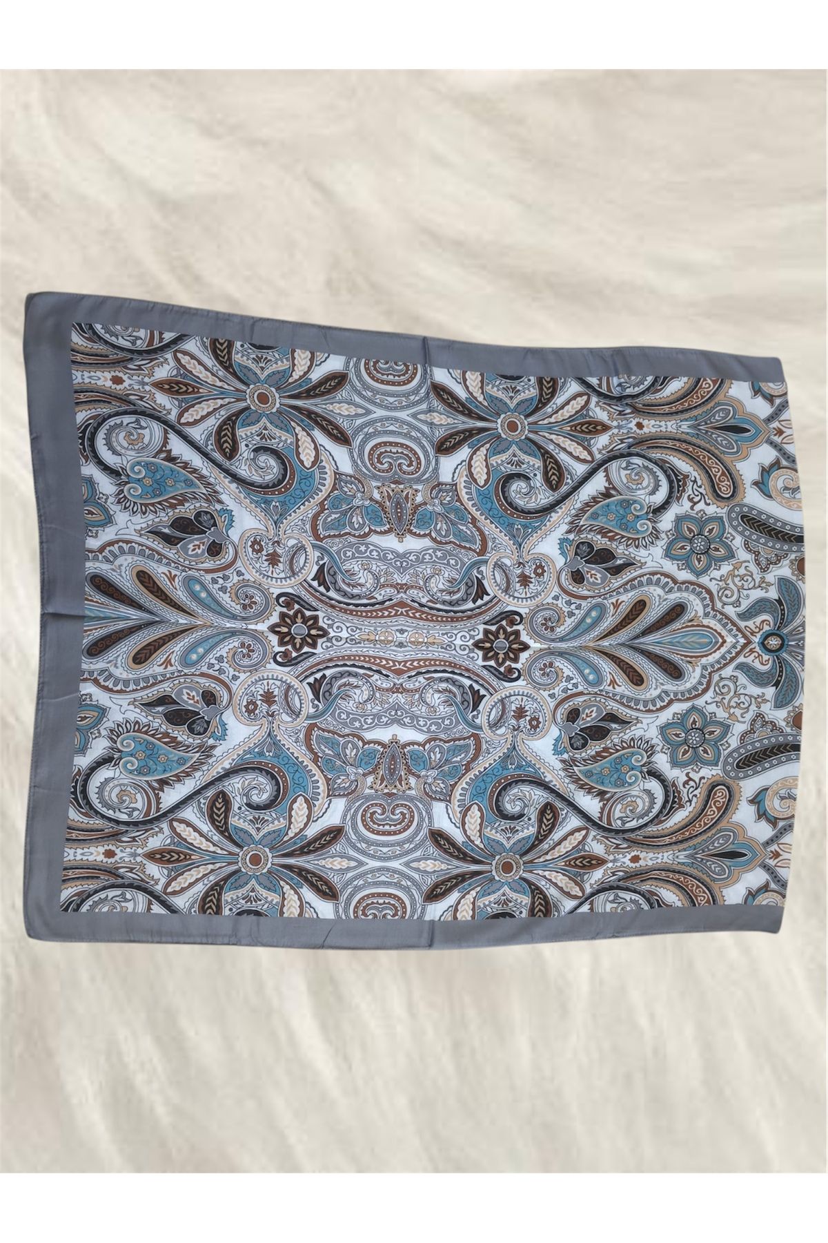 Scarf Gri Etnik Desen Şal