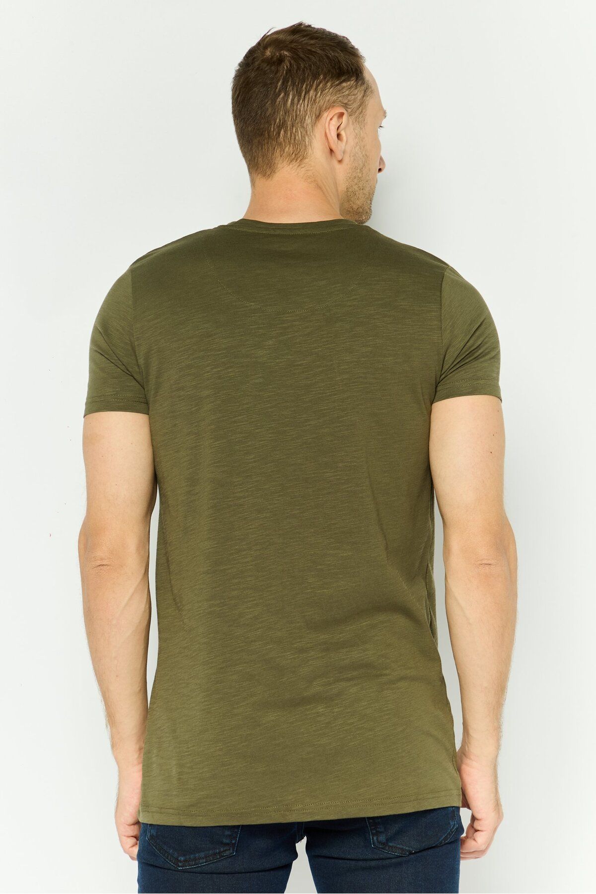 Cerruti 1881-Men Crew Neck Short Sleeve Embroidered Logo T Shirt, Olive 4