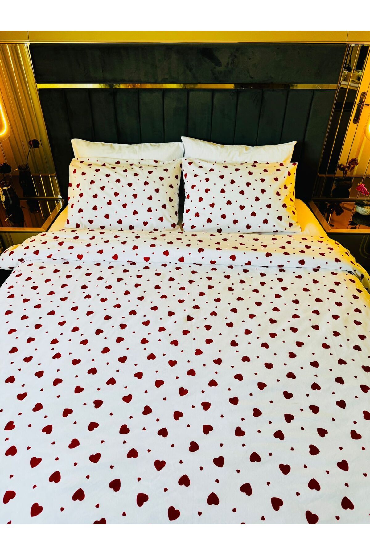 agishop-Double Personal Beatwear Set with Red Heart, Sheets 1
