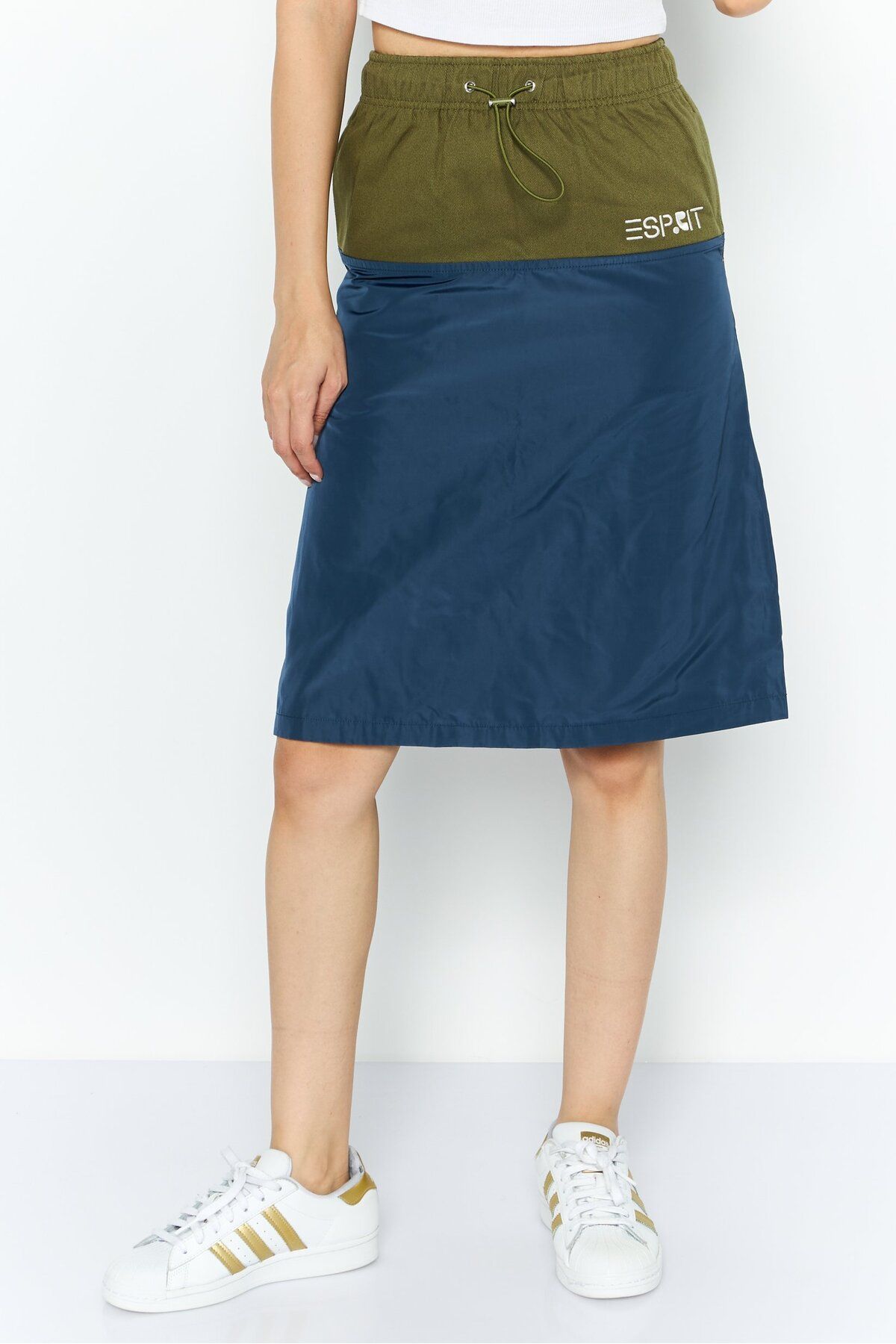 Esprit-Women Brand Logo Midi Skirts, Olive 1