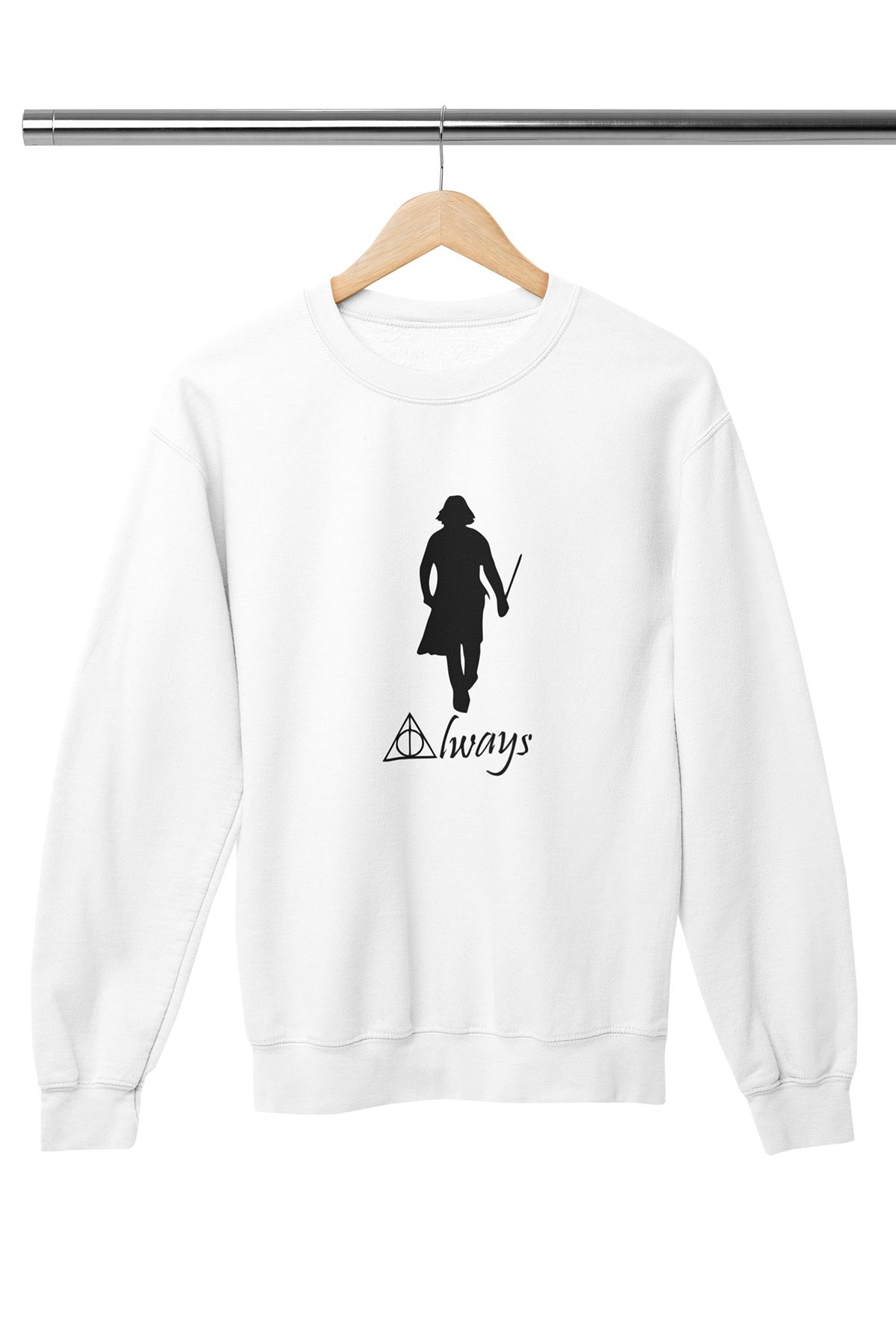 qoeuyl boutique Severus Snape Always Harry Potter Hediyelik Baskılı %100 Pamuklu Bisiklet Yaka Sweatshirt