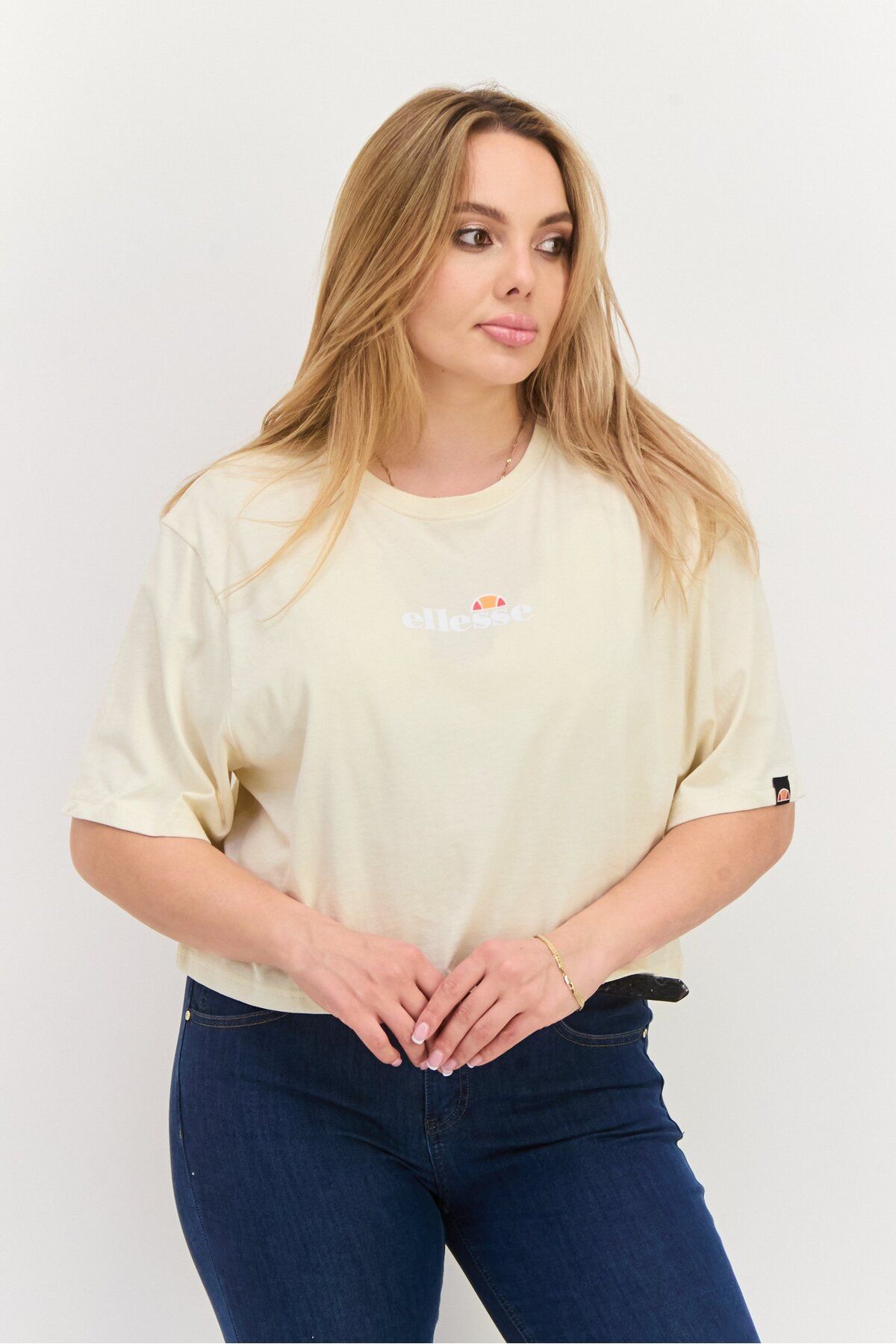 Ellesse-Women Sportswear Fit Short Sleeve Outdoor Top, Off-White 1