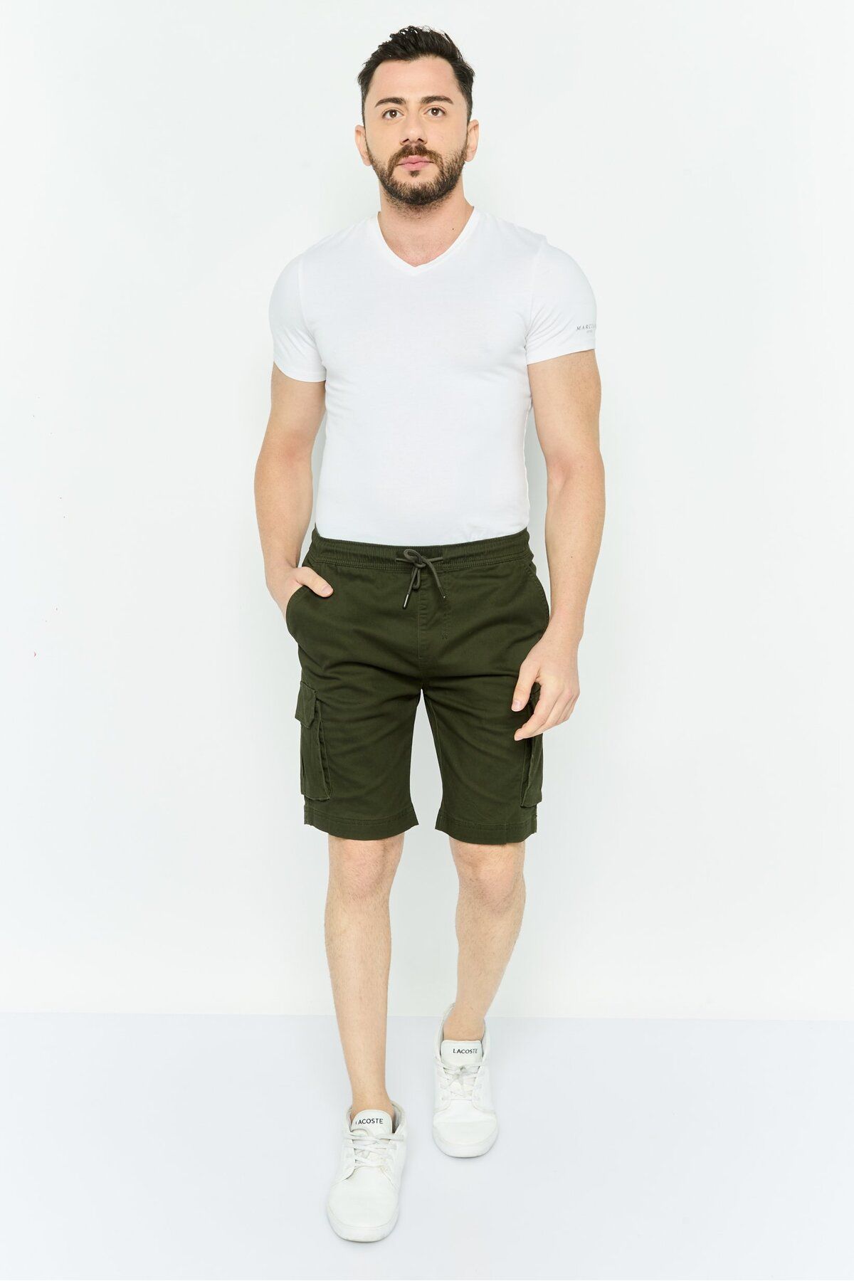 Threadbare-Men Brand Logo Cargo Troup Shorts, Forest Green 2