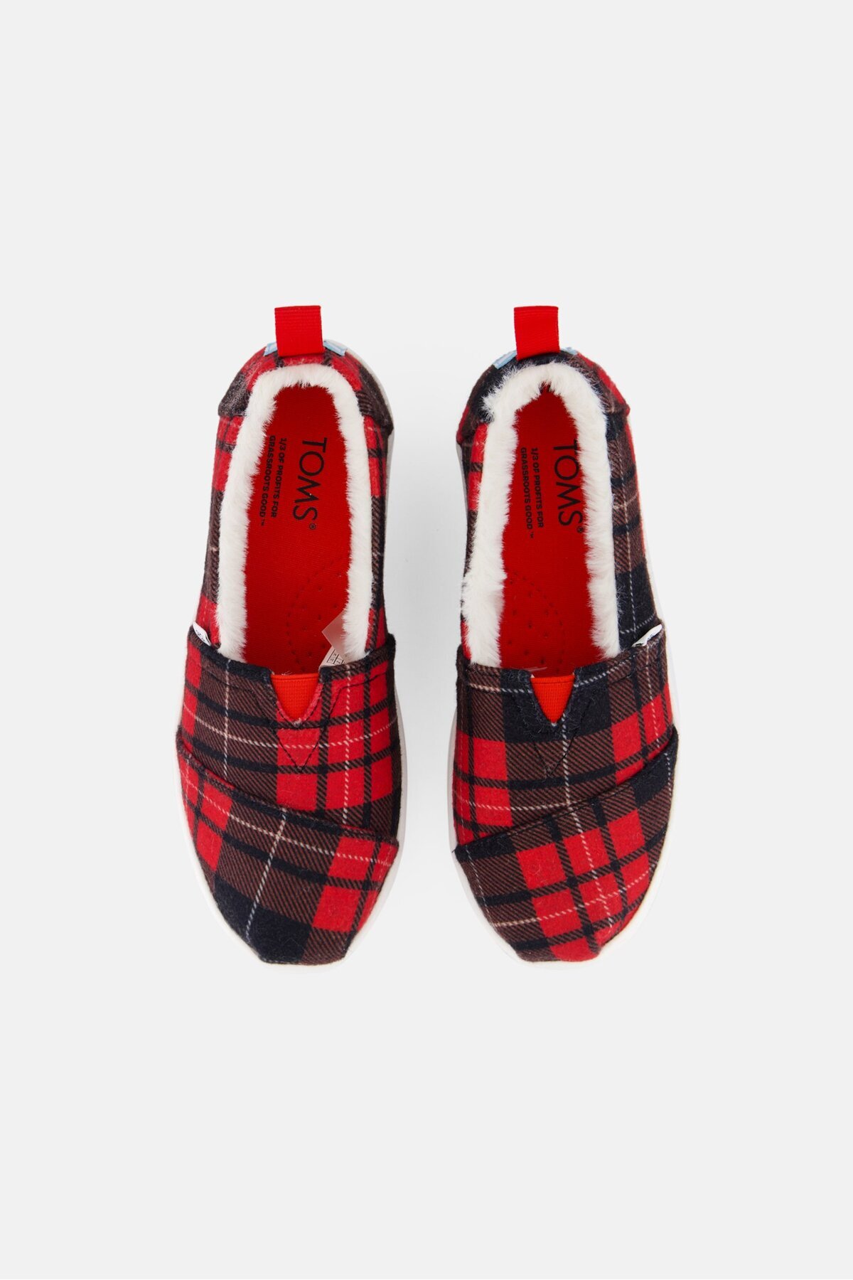 Toms-Kids Girl Checkered Slip On Shoes, Red 3