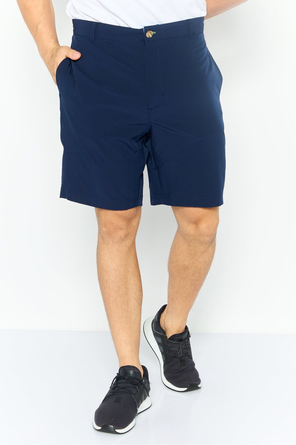 TailorByrd-Men Plain Basic Shorts, Navy 1
