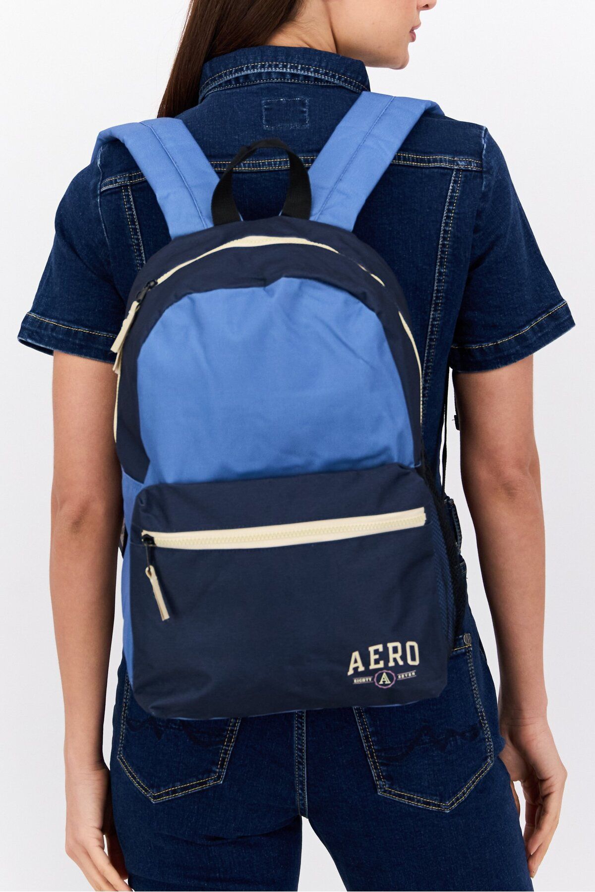 Aeropostale-Women Brand Logo Backpack 28 L x 42 H x 12 W cm, Navy Combo 2