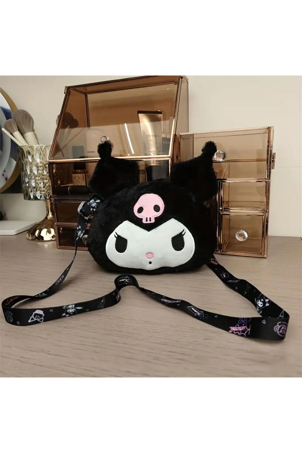 FuryaTedarik Hello Kitty Kuromi Pochacco Pompompuri Melody Cinnamoroll Göğüs/omuz Çantası Siyah-Lila