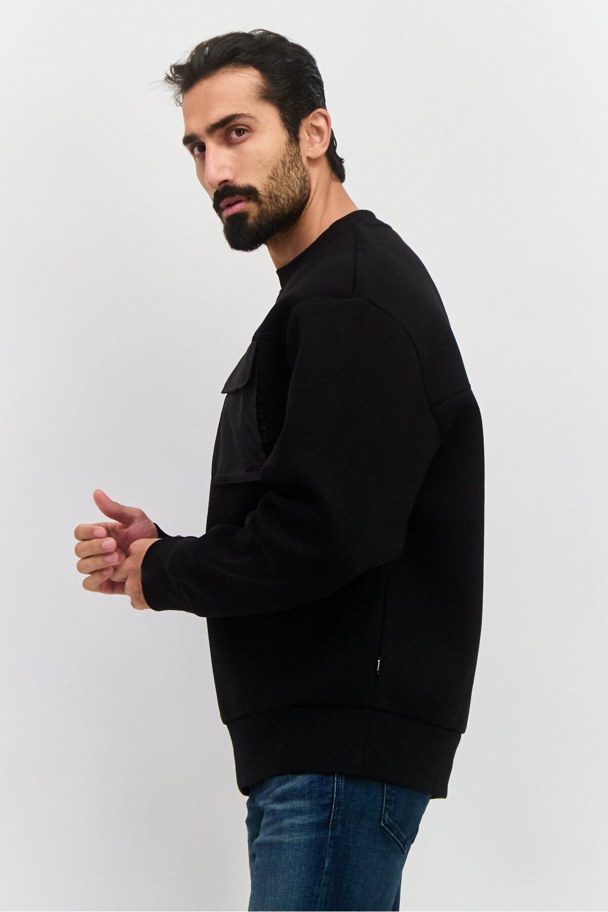 BOSS-Men Crew Neck Long Sleeves Solid Sweatshirt, Black 2