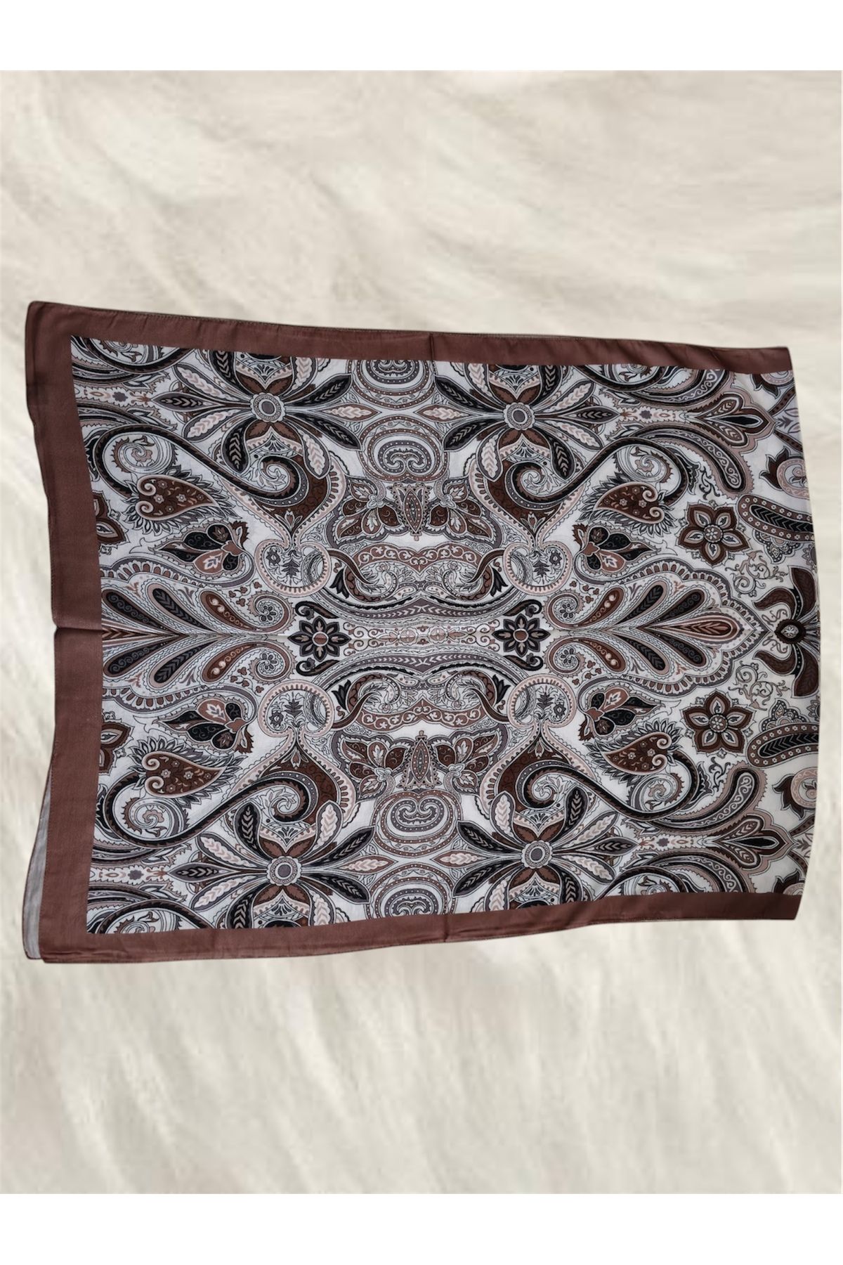 Scarf Kahverengi Etnik Desen Şal