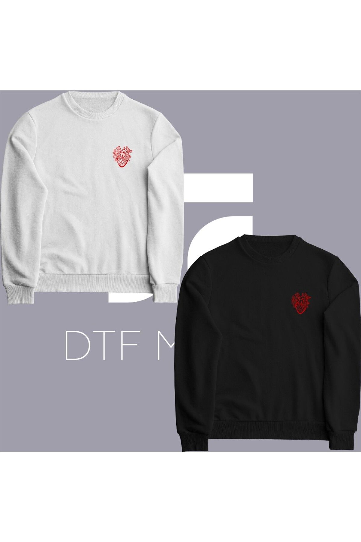 dtfmarkt 2'li Kalp Baskılı Sweatshirt