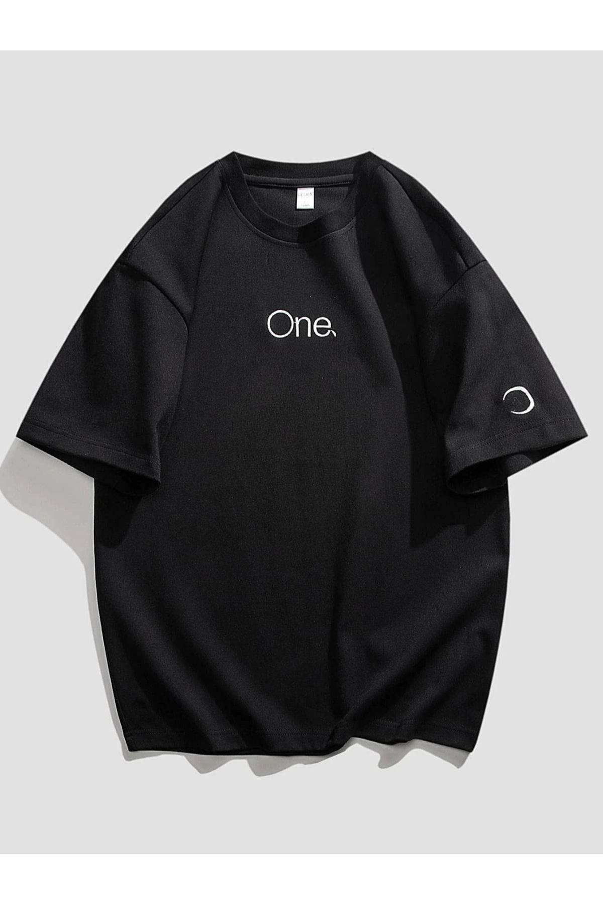 GIANTSTORE One Baskılı Oversize Siyah Erkek Tişört