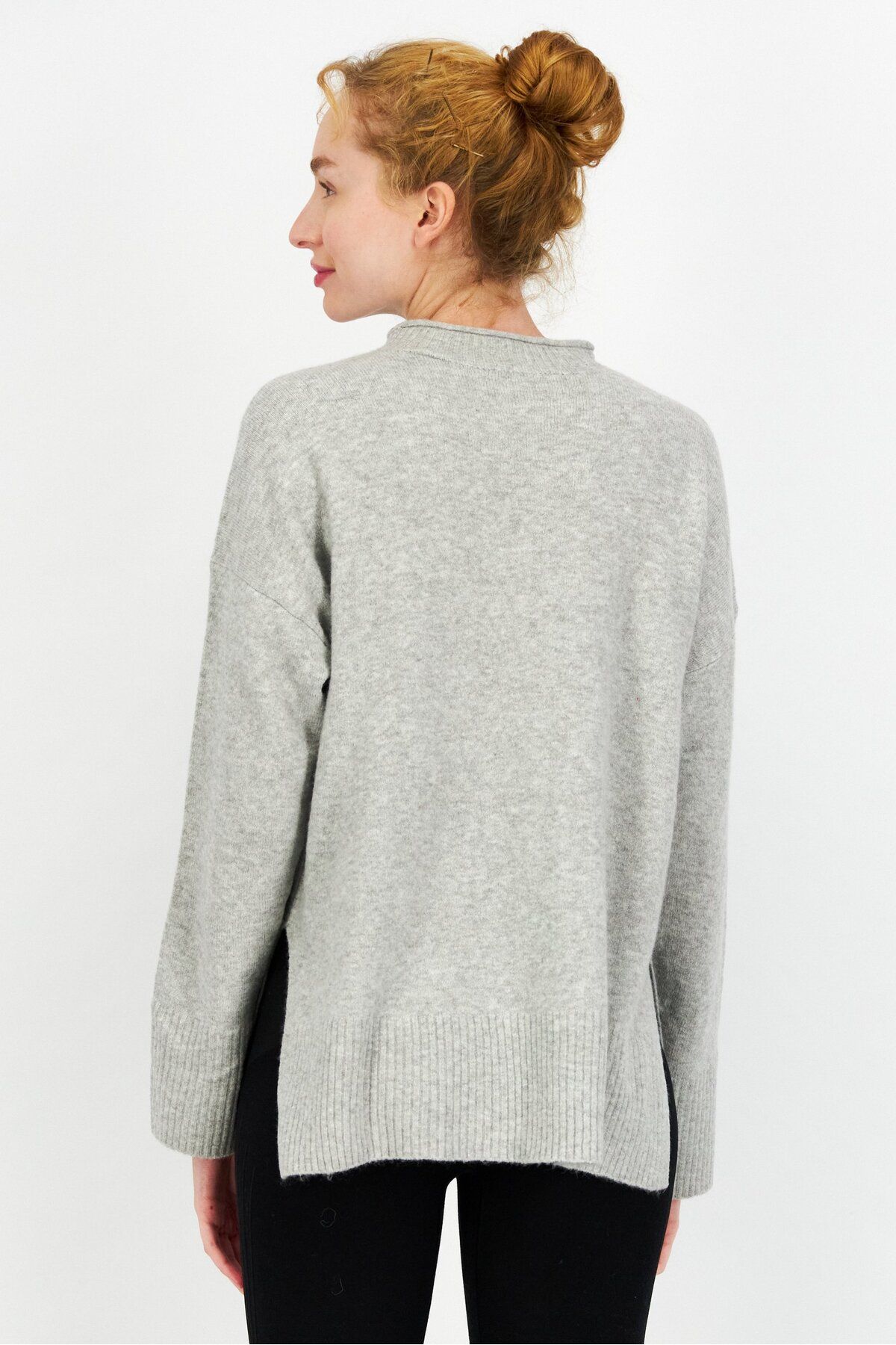 Esprit-Women High Neck Textured Sweater, Grey 4