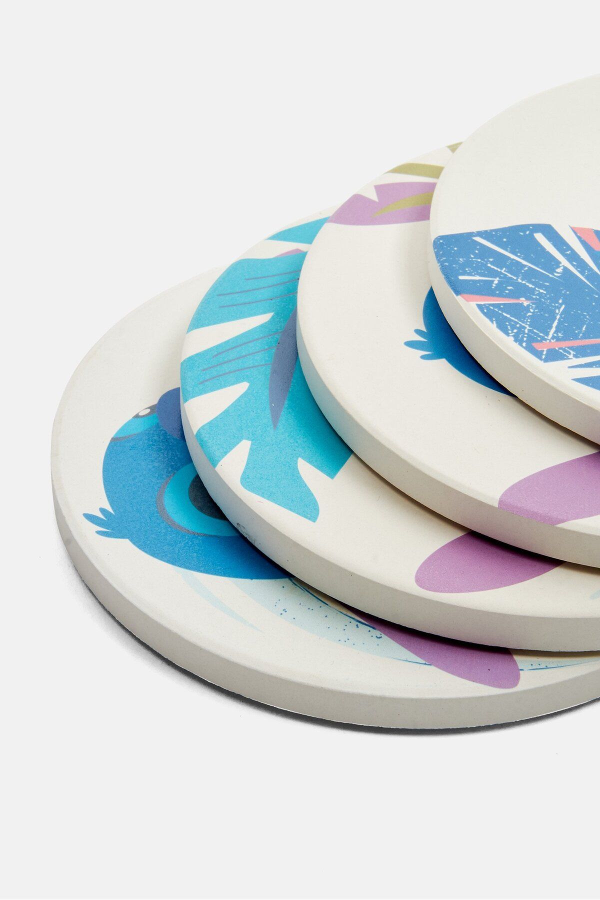 Disney-4 Pieces Graphic Print Ceramic Coasters Set, Assorteed 3