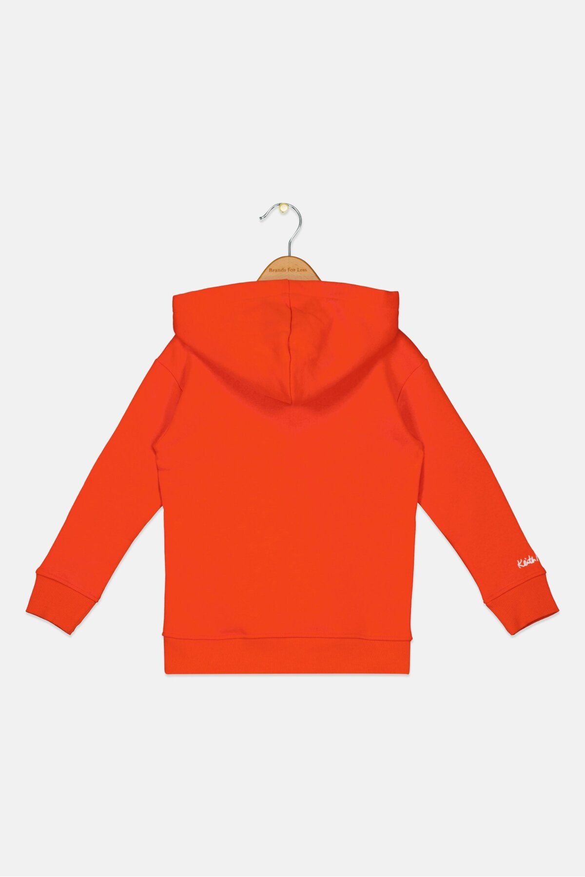 Keith Haring-Kids Girl Hooded Neck Long Sleeve Graphic Sweatshirt, Dark Orange 2
