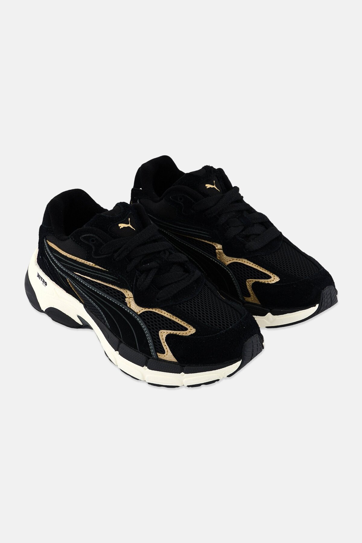 Puma Kids Boy Teveris Nitro Metallic Lace Up Training Shoes, Black