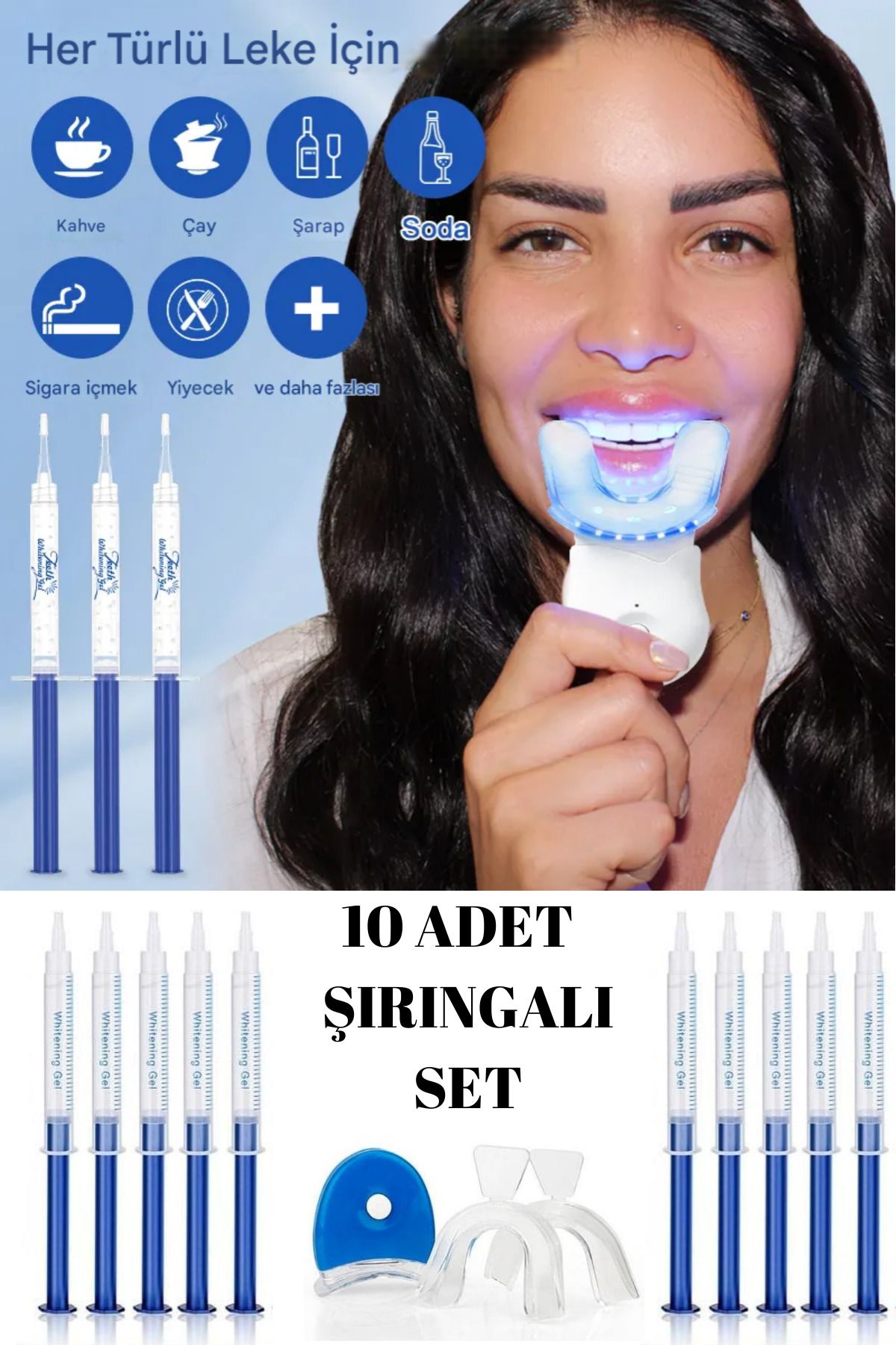 Alright 10 Şırıngalı Hızlı Diş Beyazlatma Seti Aktif Diş Beyazlatma Cihazı ve Şırınga Seti (teeth whitening)