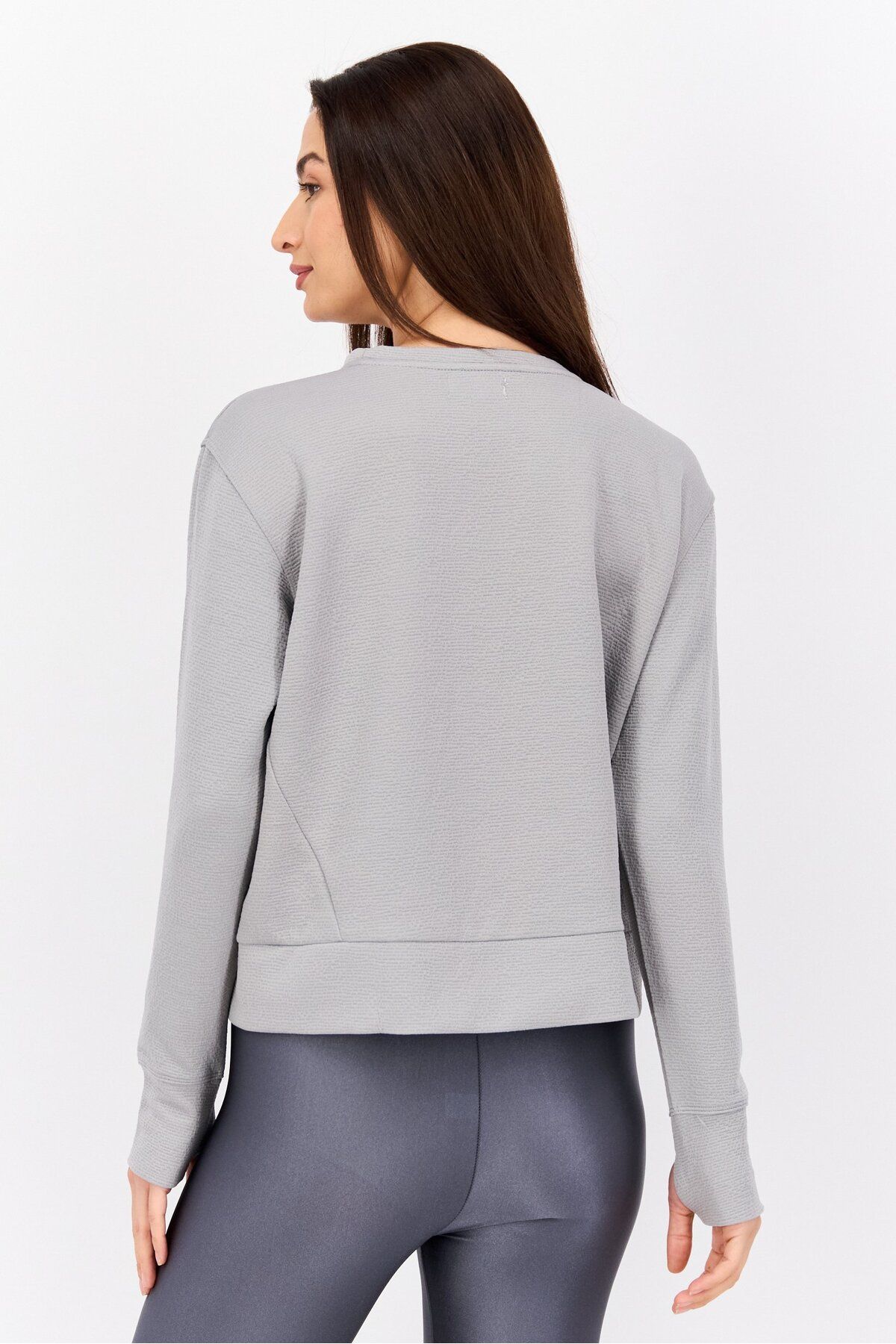 Nine West-Women Sportswear Fit Long Sleeve Training Top, Grey 2