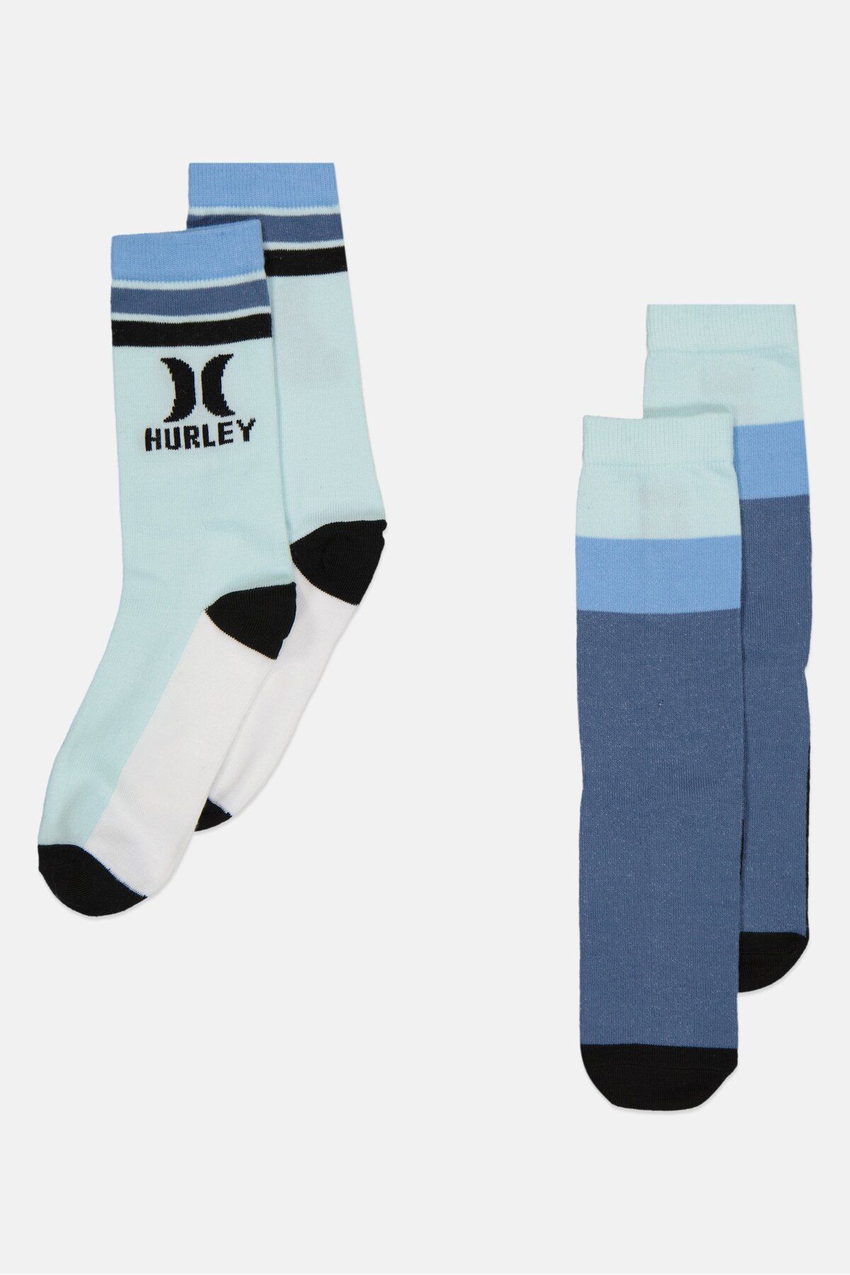 Hurley-Kids Boy 2 Pairs Brand Logo Socks, Turquoise 1