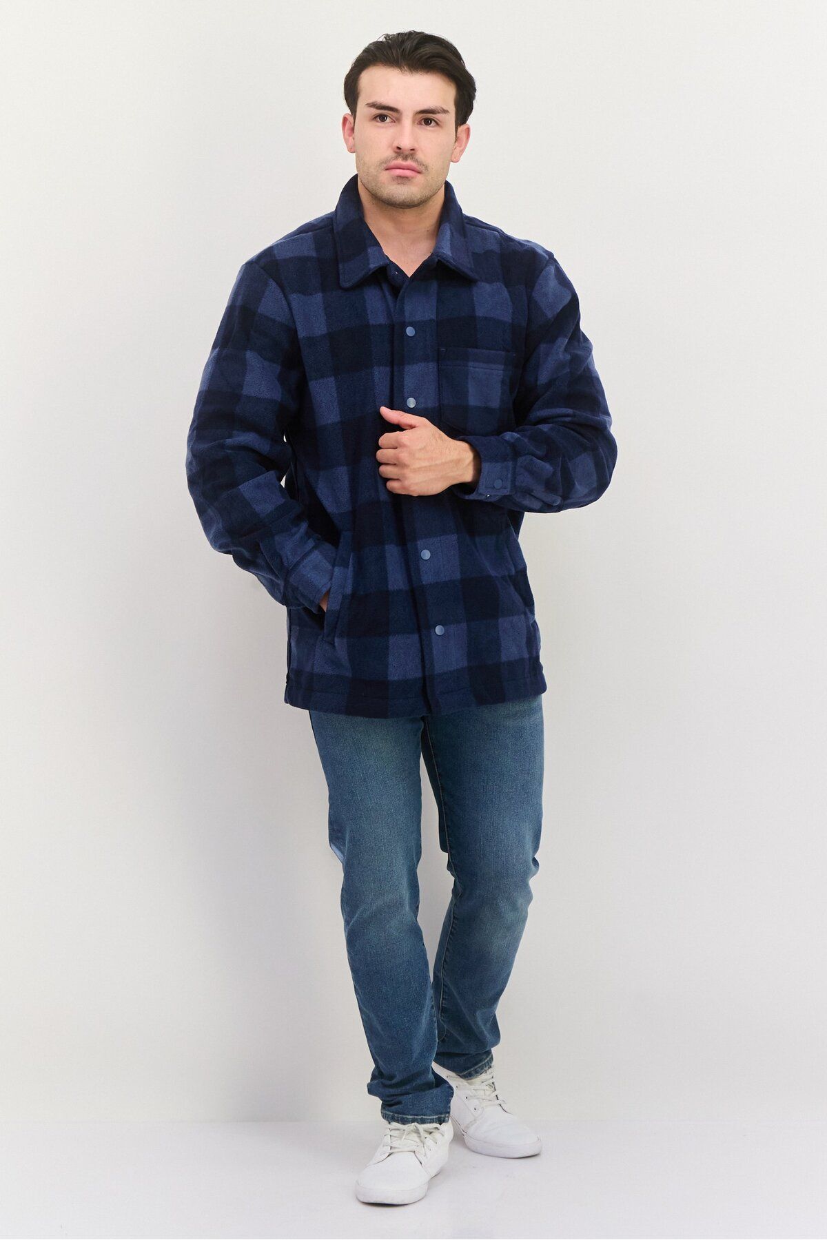 Threadbare-Men Checkered Jacket Shirt, Navy 4