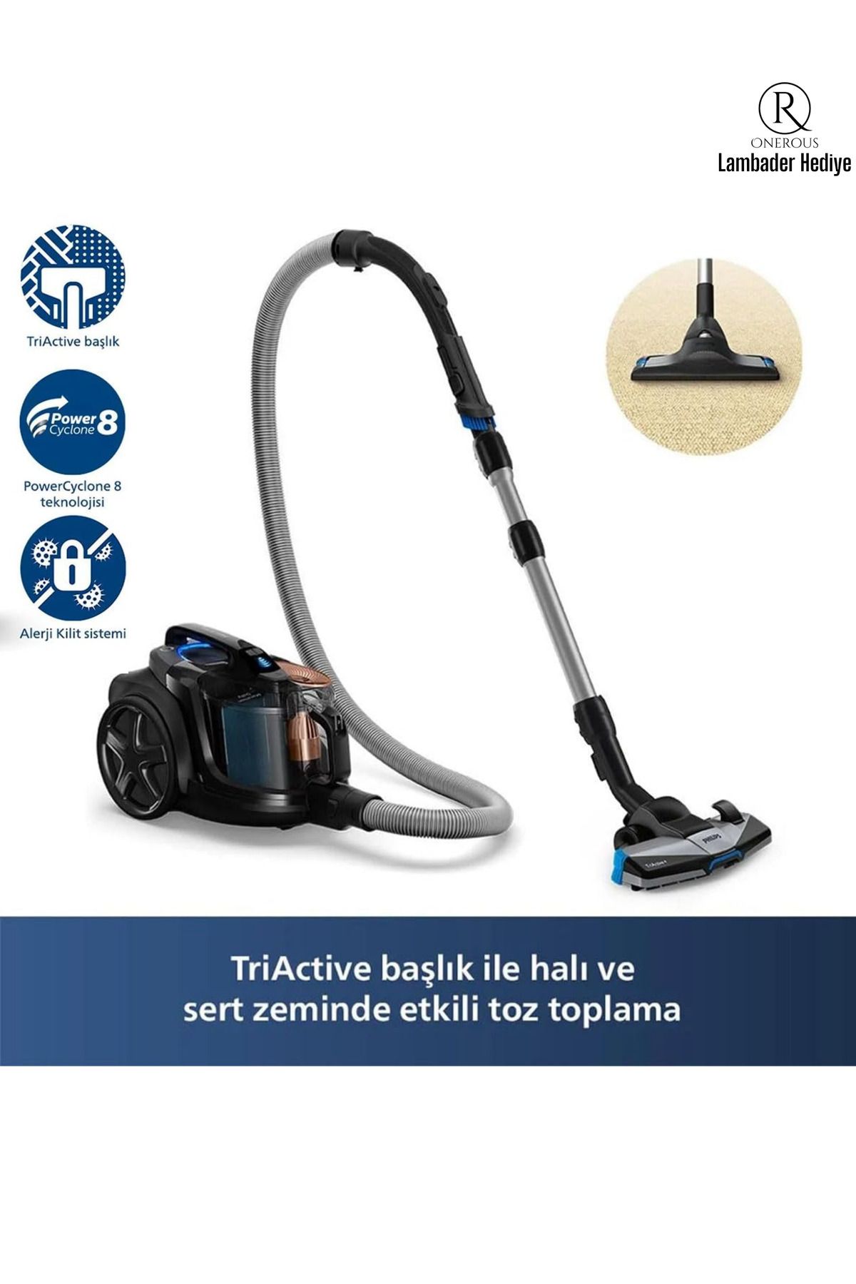 Philips Premium Torbasız Elektrikli Süpürge - 750w Güç, 99.9% Toz Toplama Ve Etkili Temizlik Performansı