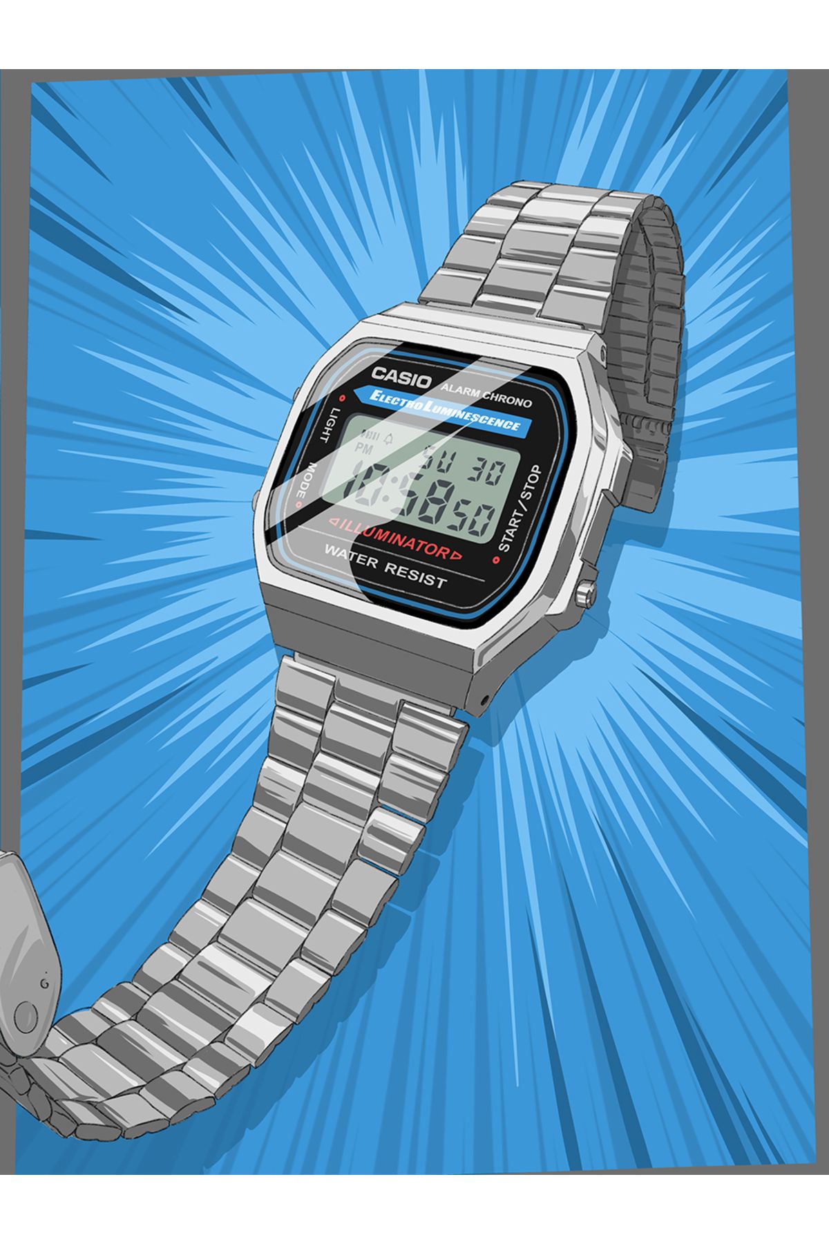 Casio-Ceas bărbătesc A168WA-1YES, cuarț, 35mm, 3ATM 4