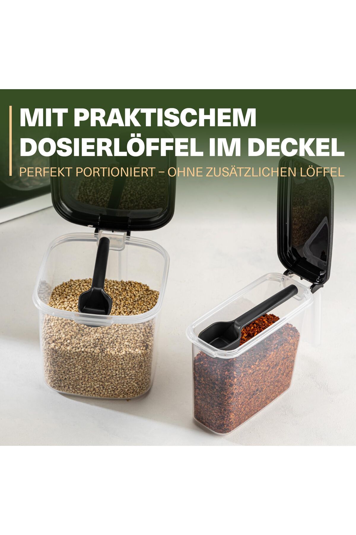Viwares-Gewürzdosen 12er Set mit Wandhalterung und Löffeln, Luftdicht, BPA-frei, Transparent 5