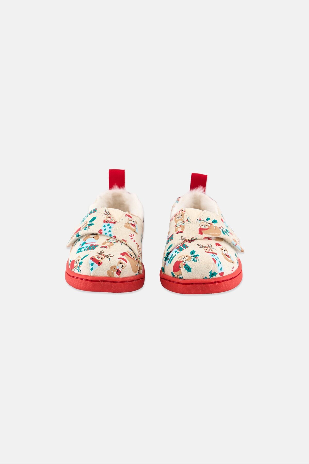 Toms-Toddlers Girl Dark Holiday Velcro Casual Shoes, Red/Ivory 3