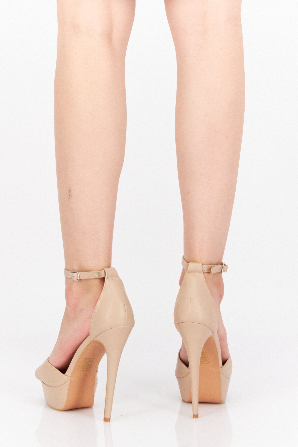 BOOHOO-Women Ankle Leather High Heel Sandals, Beige 2