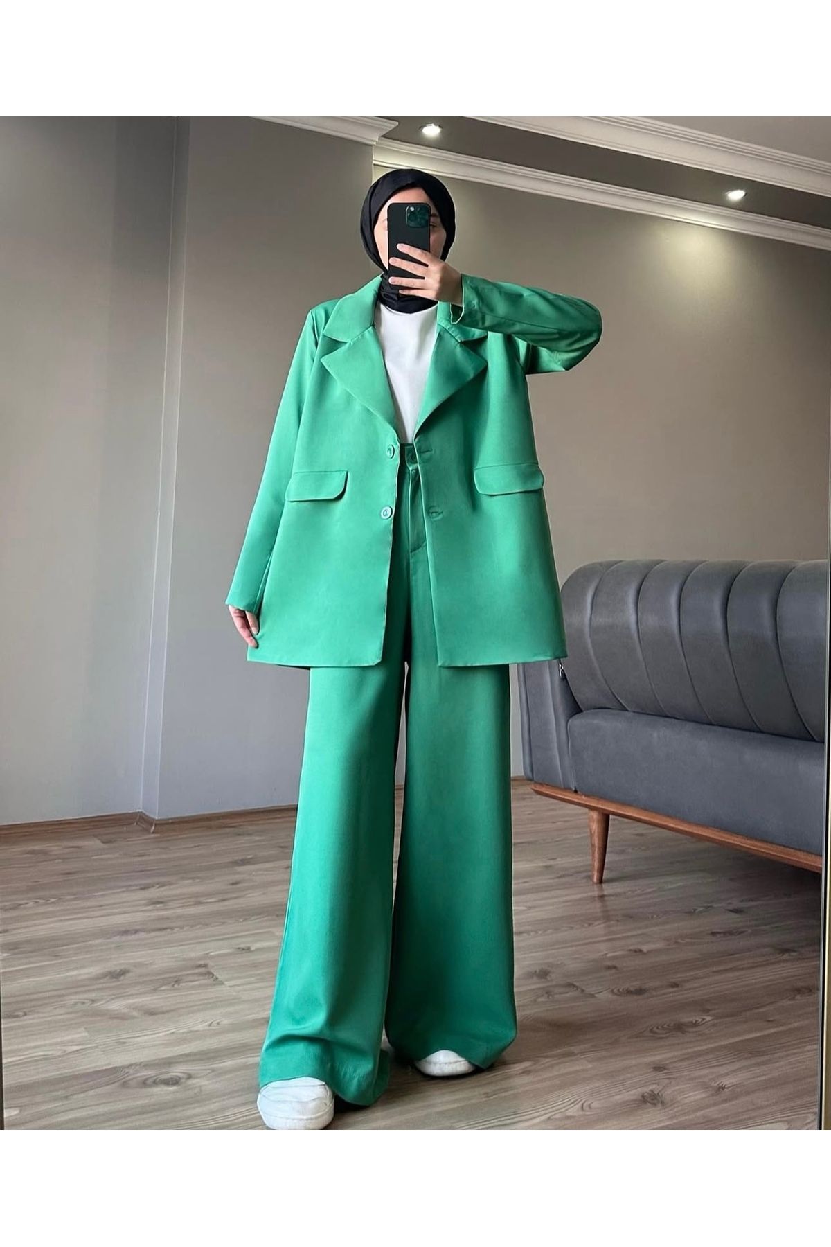 sümeyye Yeşil Blazer Ceket Pantolon Takım