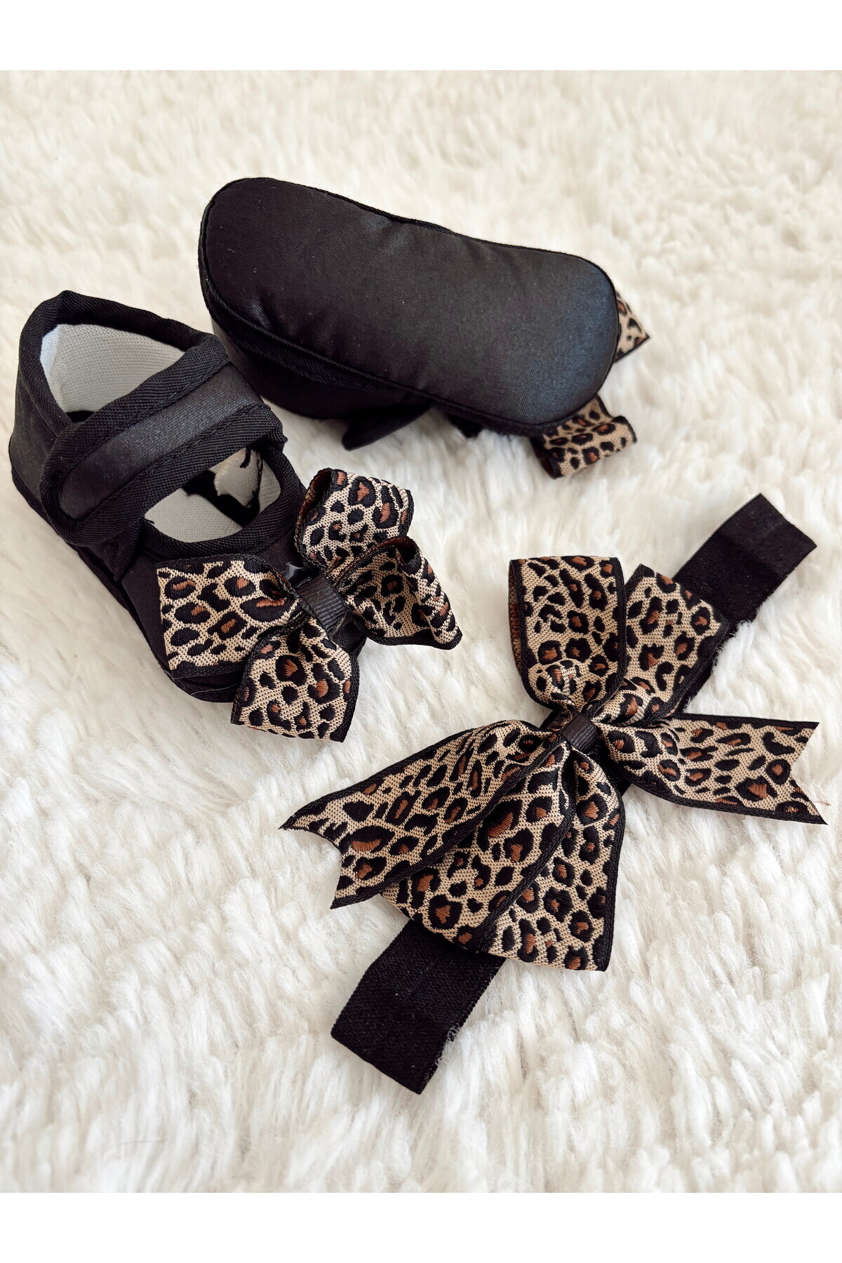 Cloudy Kız Bebek Leopar Desenli Patik Kız Ekru Yeni Doğan Mevlüt Günlük Patik fotoğrafı 4 (önizleme)