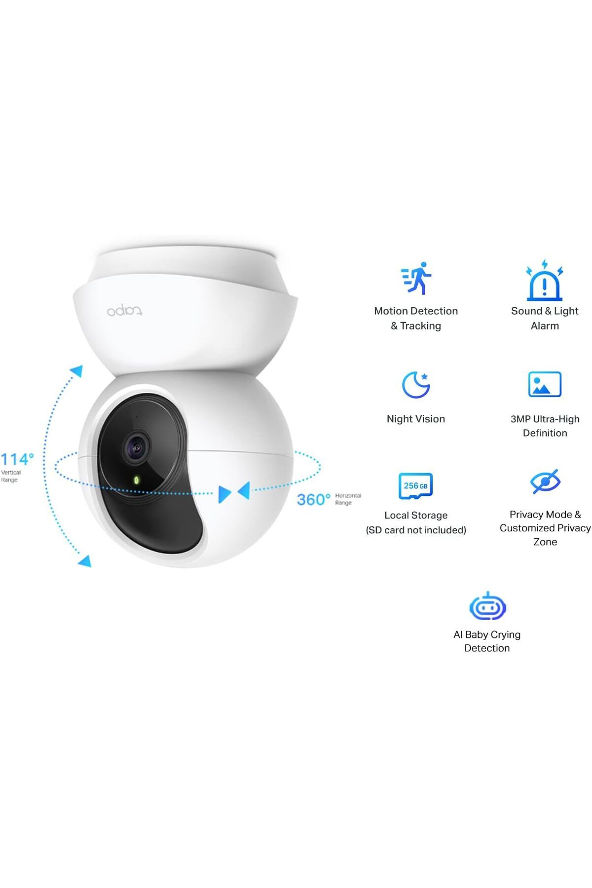 tapo-TP-Link Pan/Tilt Smart Security Camera, Indoor CCTV, 360° Rotational Views, Works with Alexa & 3