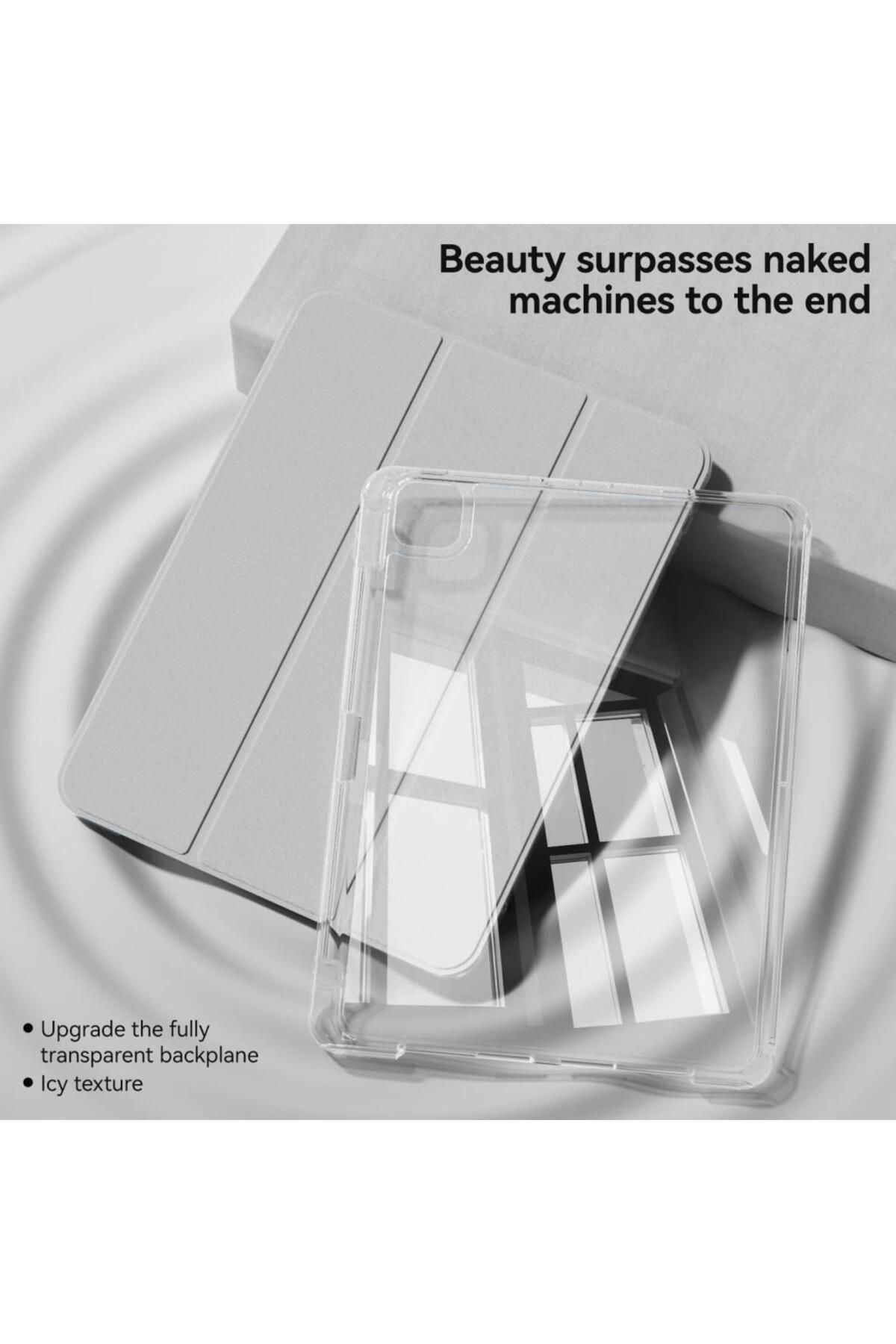 UnDePlus-Apple iPad Pro 12.9 3Rd/4Th/5Th/6Th Generation Case Acrylic Transparent Detachable Case with Pen Compartment 2018-2022 5