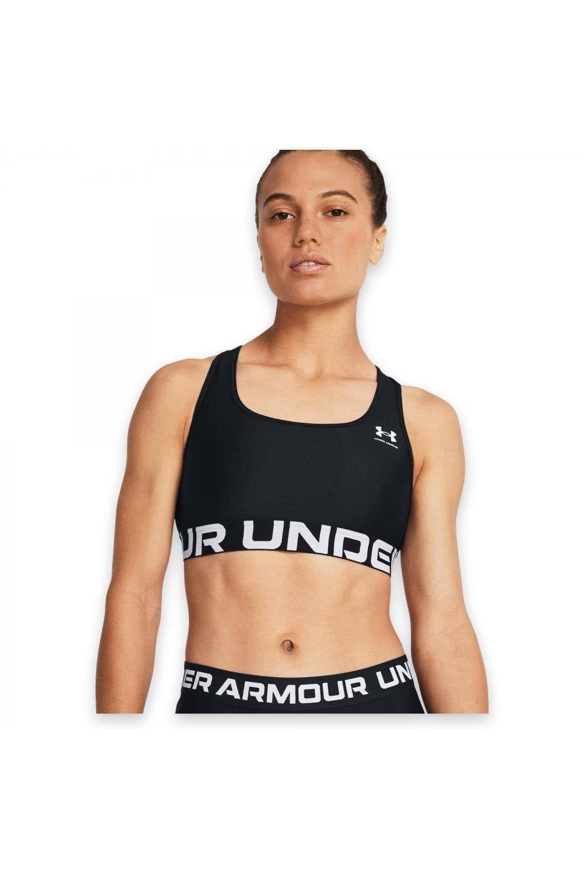 Under Armour 1383544 Mid Branded Siyah Kadın Bra & Sporcu Sütyeni