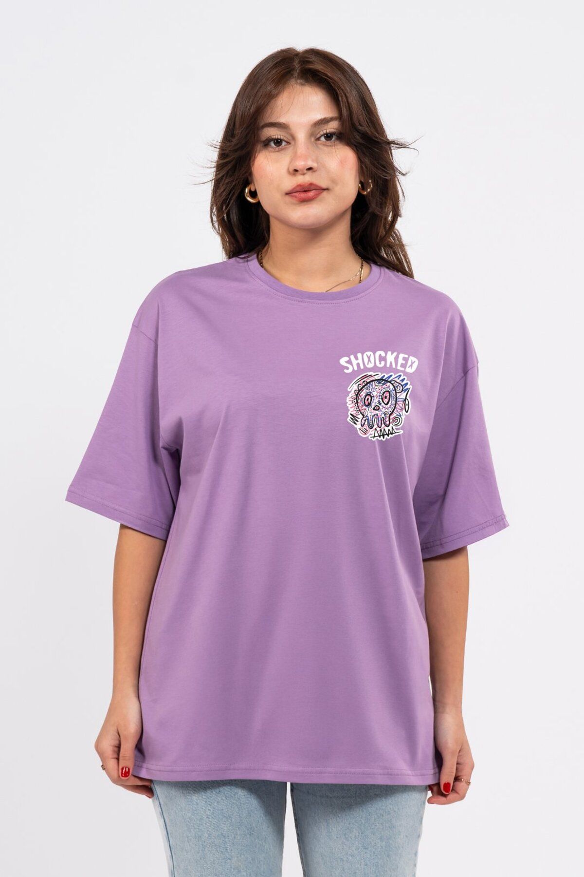 LUMARTA Oversize Göğüste Shocked Baskılı Tshirt