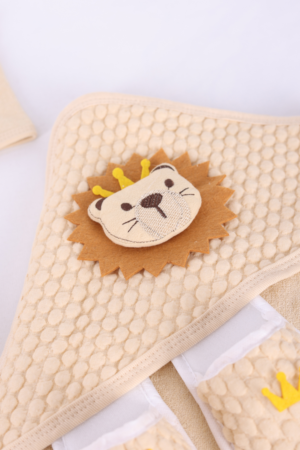 VaVbaby Organik Bambu Bebek Havlu Bornoz Seti Bebek Havlu Kundak Lion fotoğrafı 5 (önizleme)